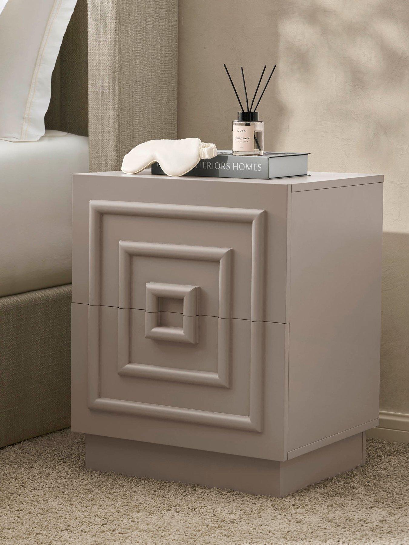 Dusk Harlow 2 Drawer Bedside Table - Taupe