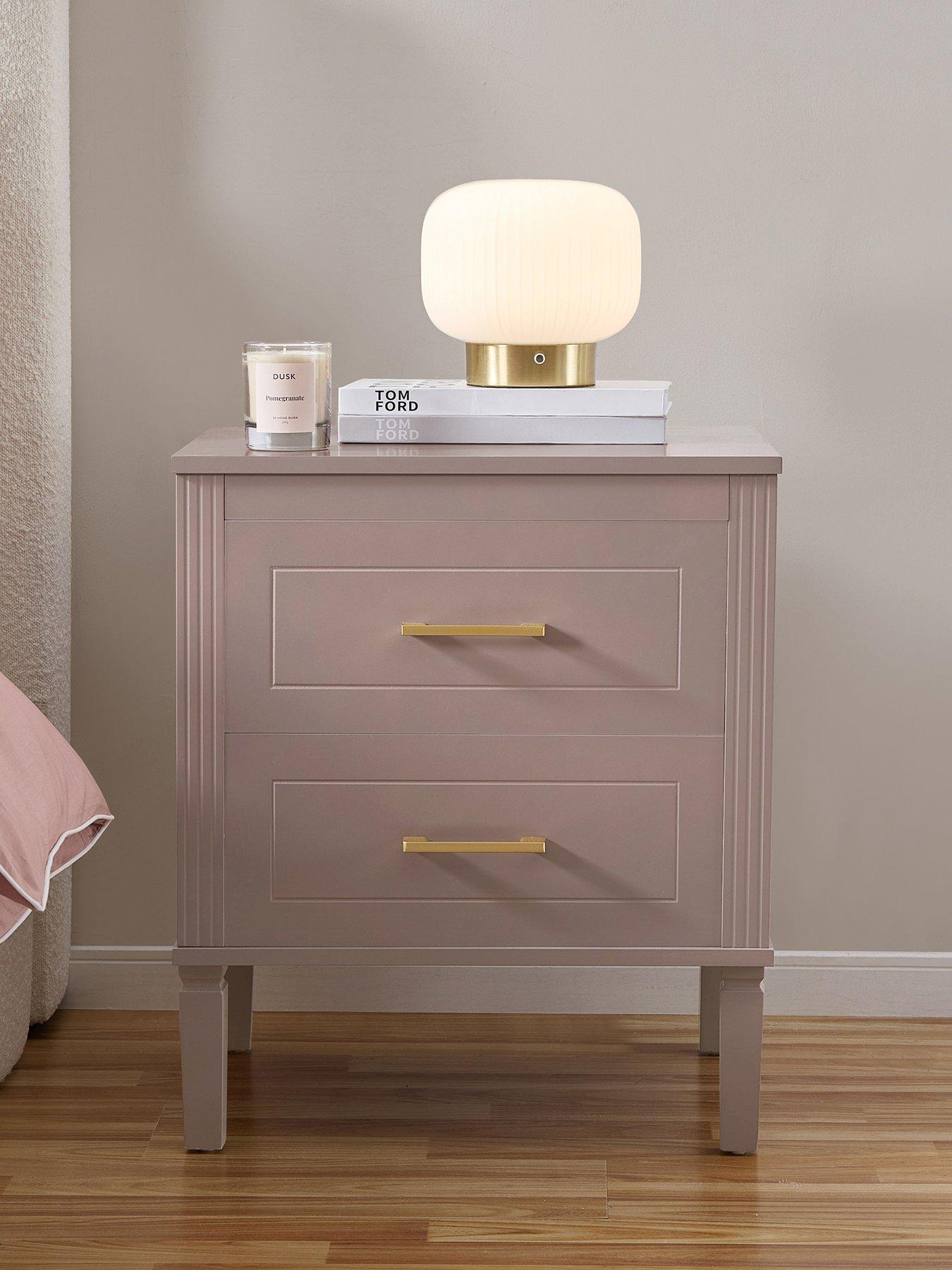 Image 1 of 7 of Dusk Sienna 2 Drawer Bedside Table - Dusty Mauve
