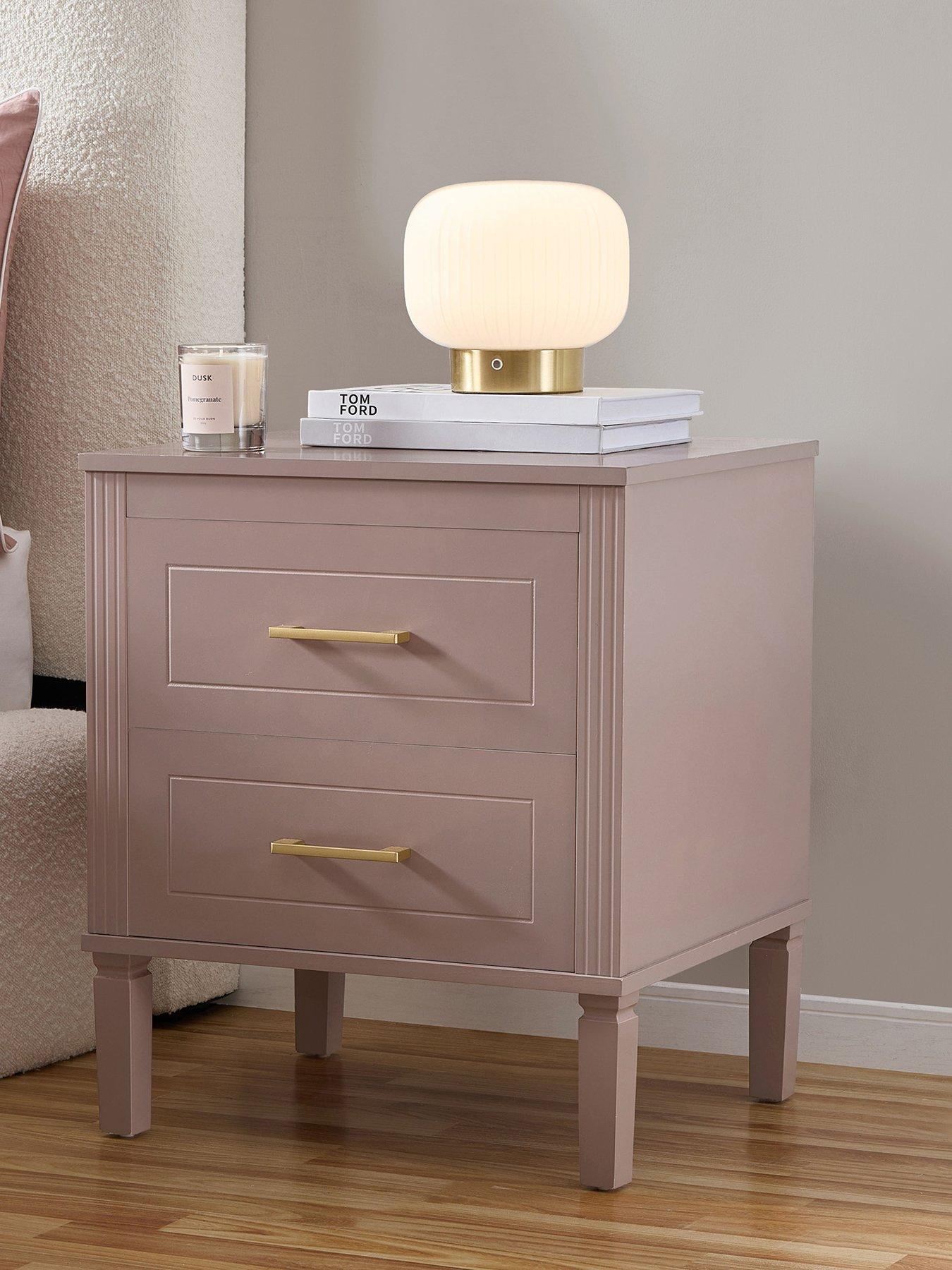 Image 3 of 7 of Dusk Sienna 2 Drawer Bedside Table - Dusty Mauve