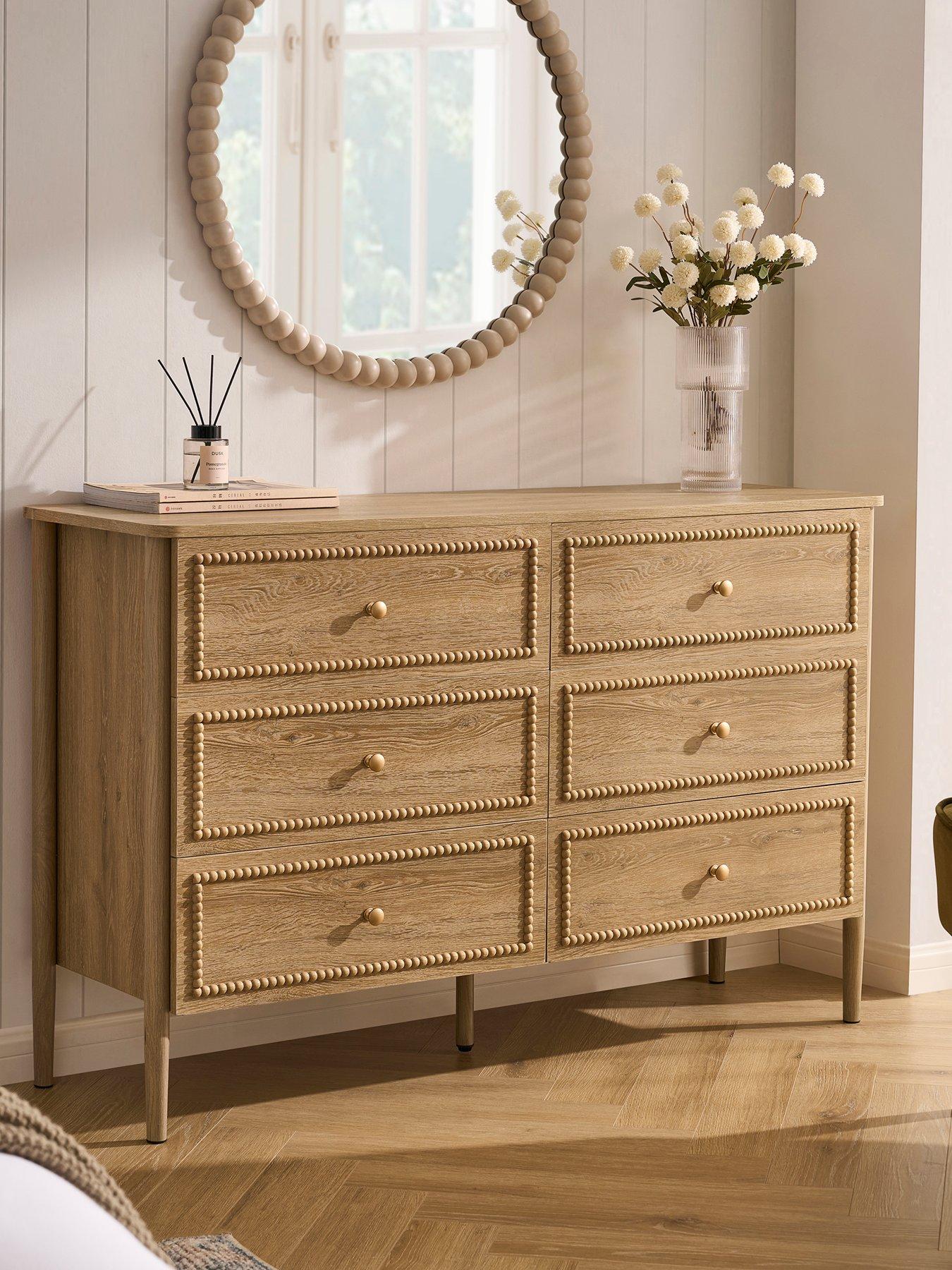 Image 1 of 7 of Dusk Posy Bobbin 6 Drawer Chest - Light Wood