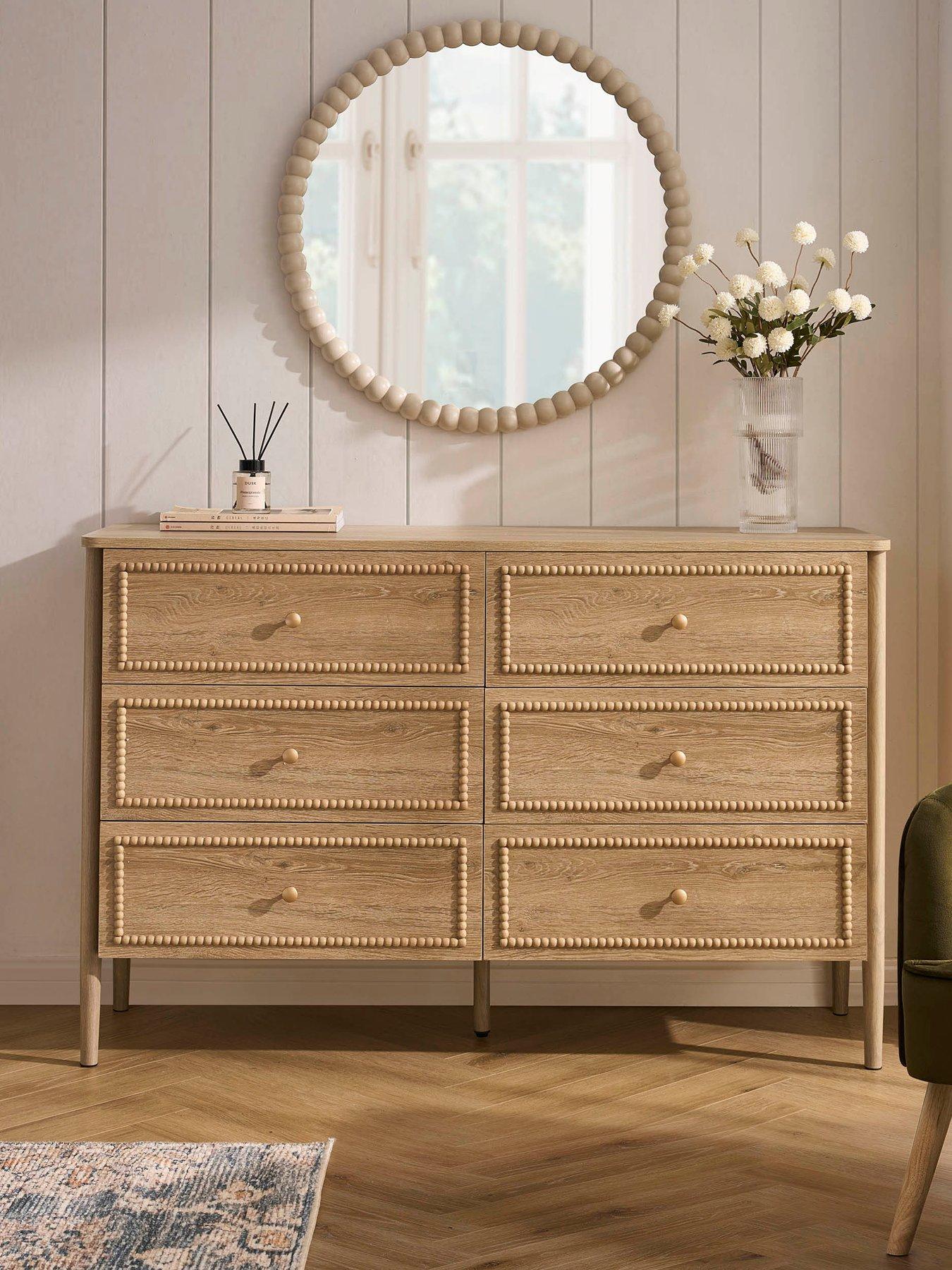 Image 3 of 7 of Dusk Posy Bobbin 6 Drawer Chest - Light Wood