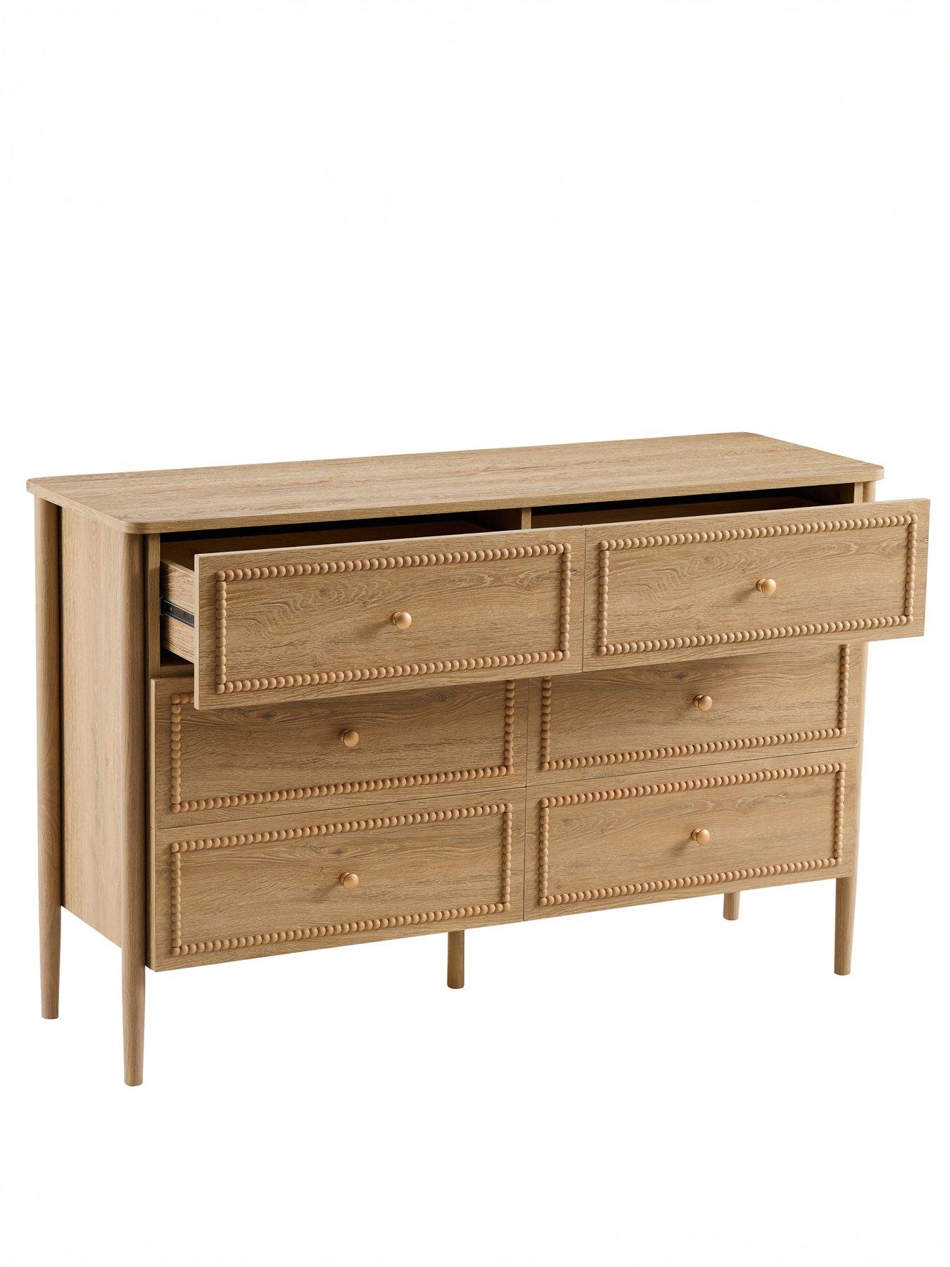 Image 4 of 7 of Dusk Posy Bobbin 6 Drawer Chest - Light Wood
