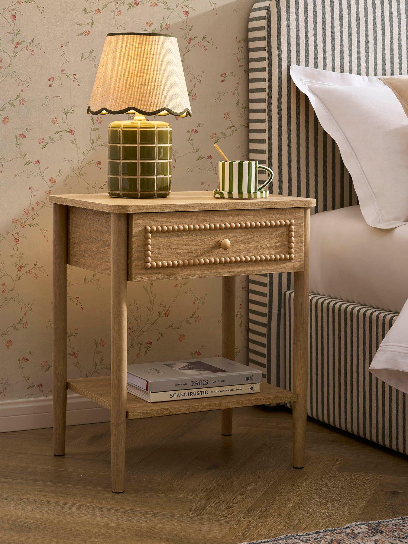 Image 1 of 7 of Dusk Posy Bobbin 1  Drawer Nightstand - Light Wood