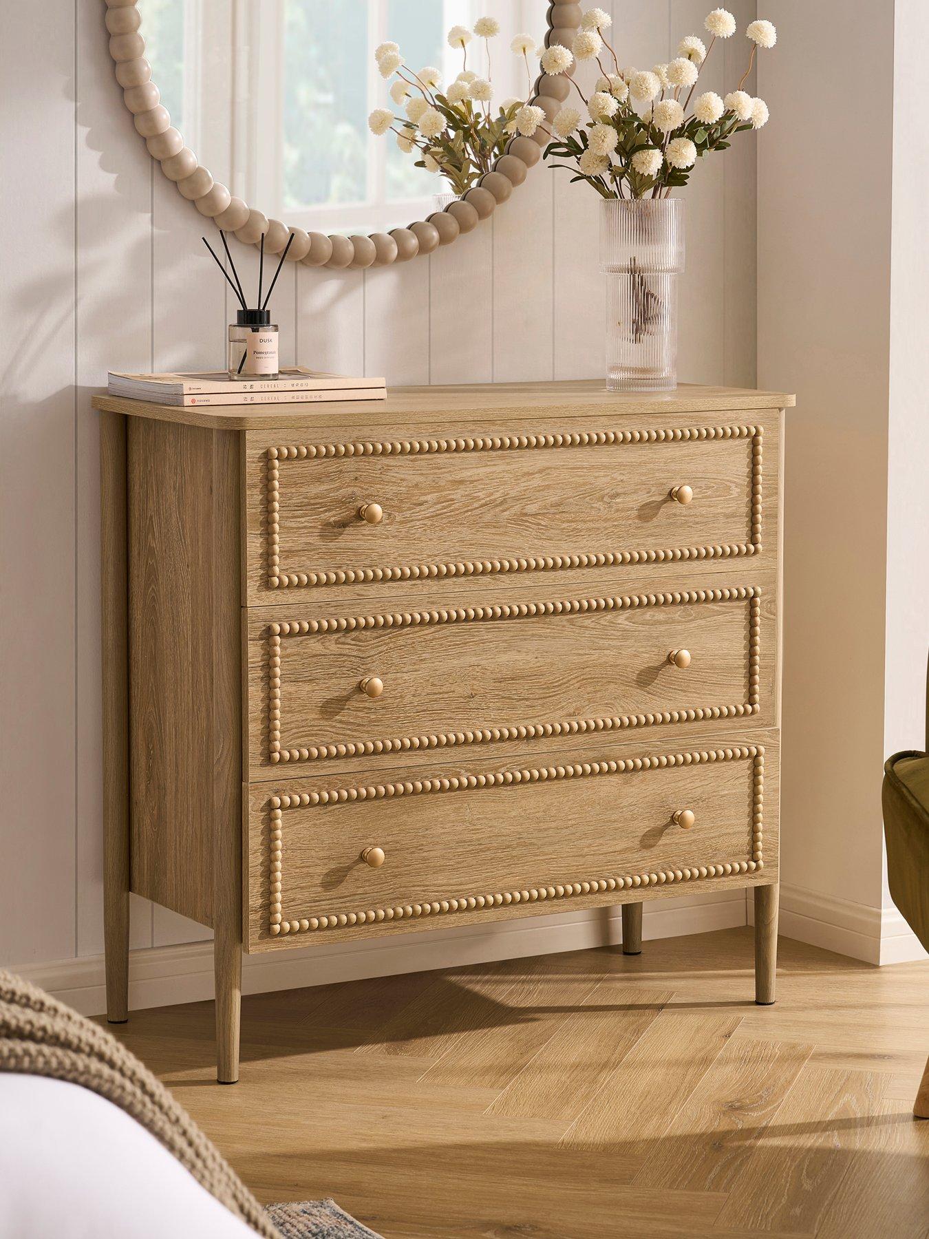 Image 1 of 7 of Dusk Posy Bobbin 3 Drawer Chest - Light Wood