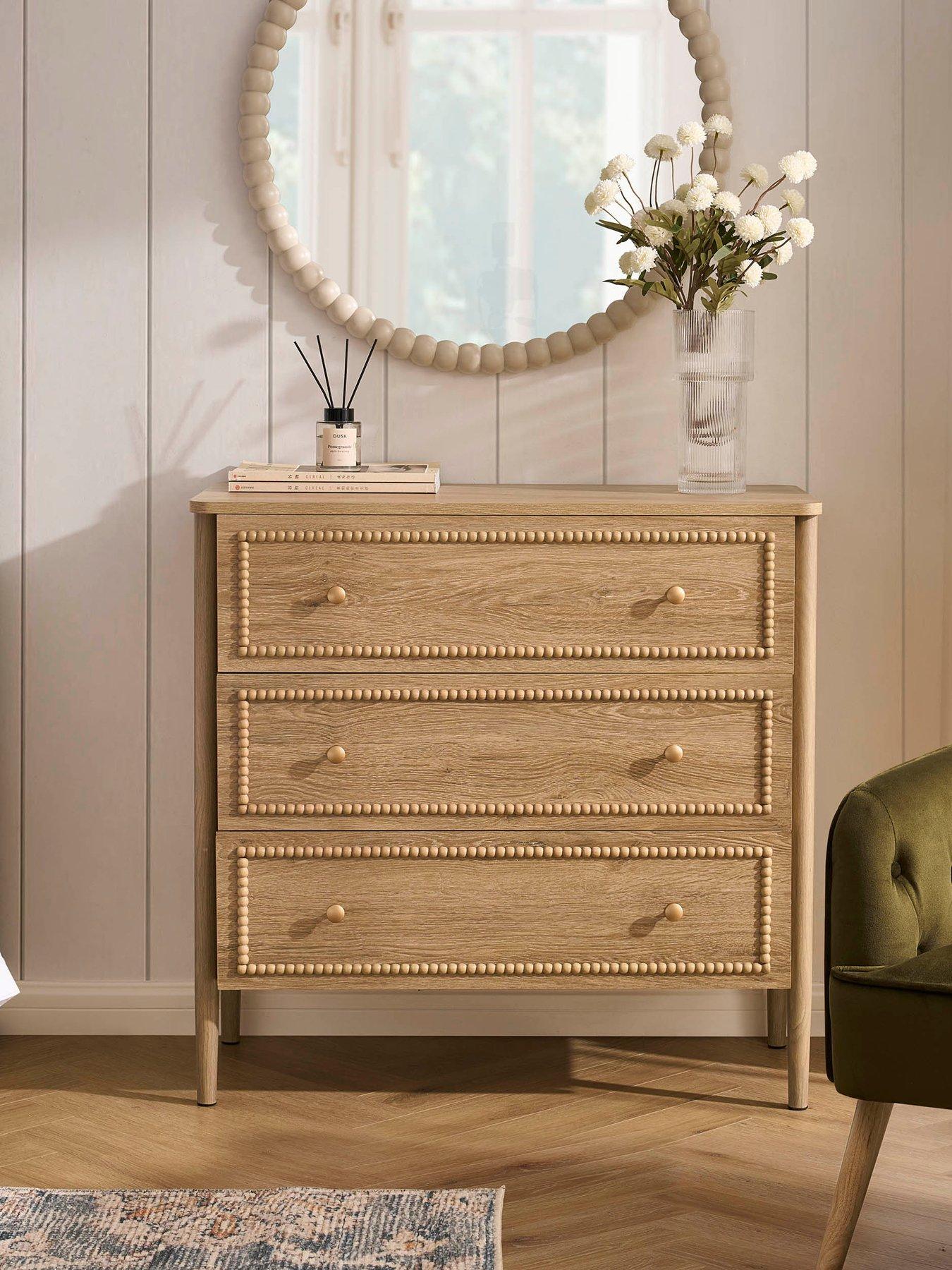 Image 3 of 7 of Dusk Posy Bobbin 3 Drawer Chest - Light Wood