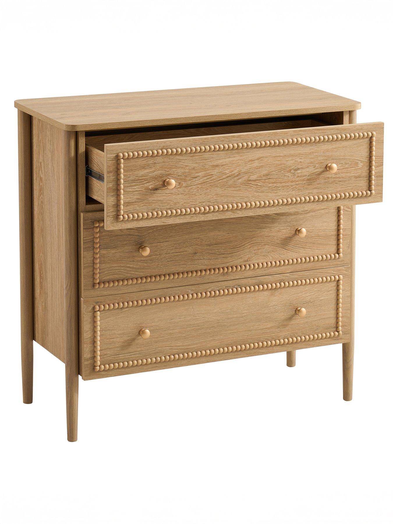 Image 4 of 7 of Dusk Posy Bobbin 3 Drawer Chest - Light Wood