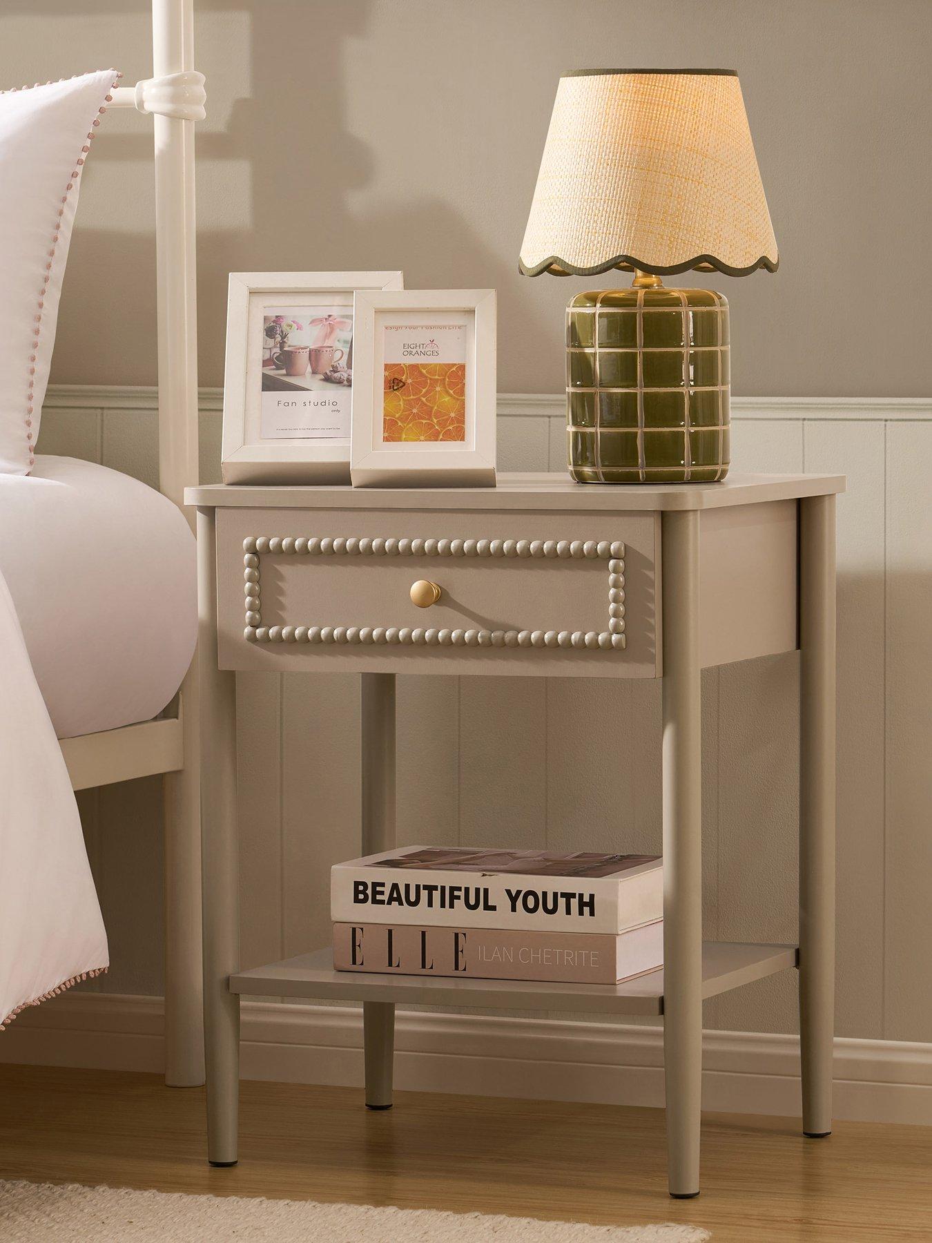 Dusk Posy Bobbin 1  Drawer Nightstand - Taupe