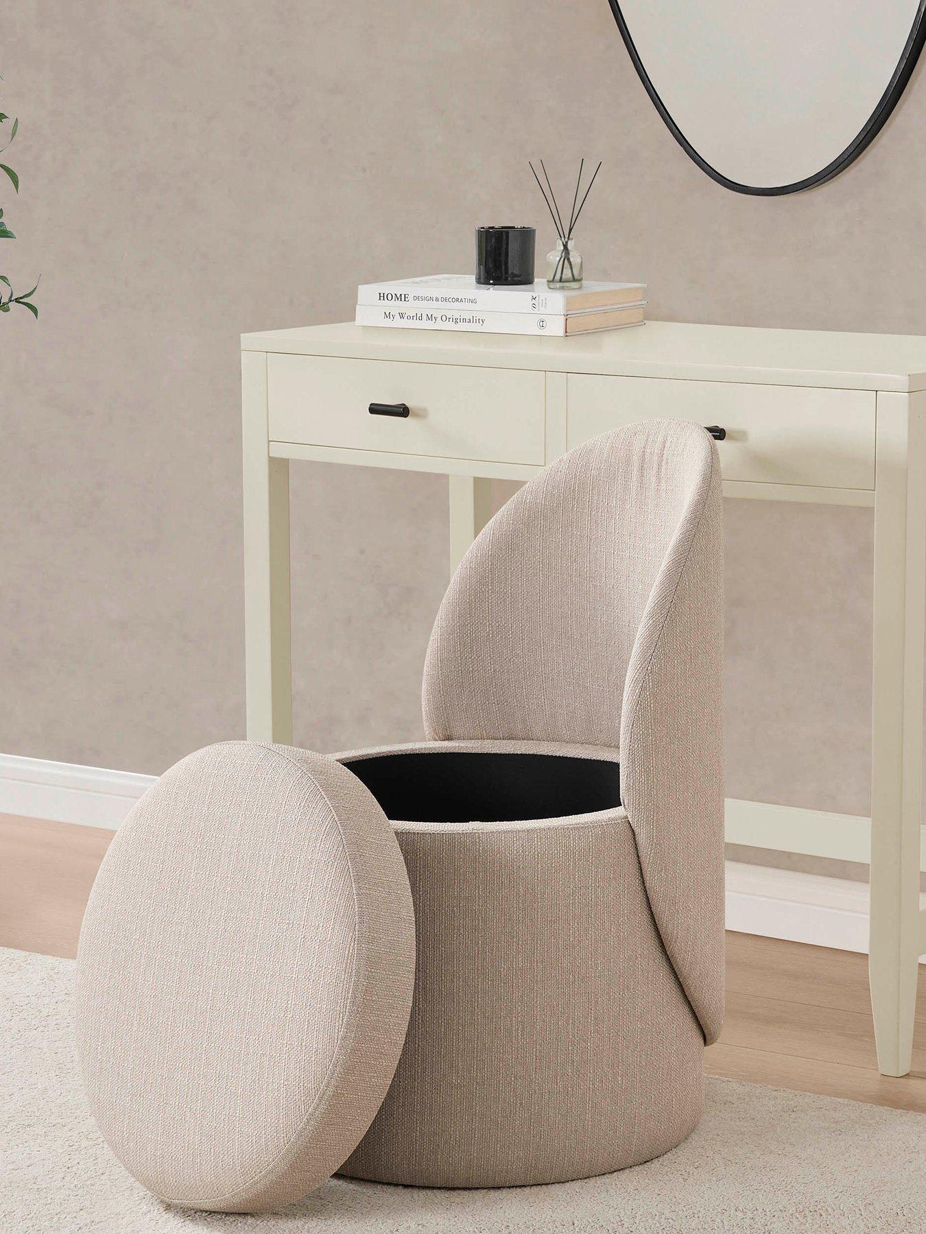 Image 3 of 7 of Dusk Primrose Dressing Table Storage Stool - Stone Grey