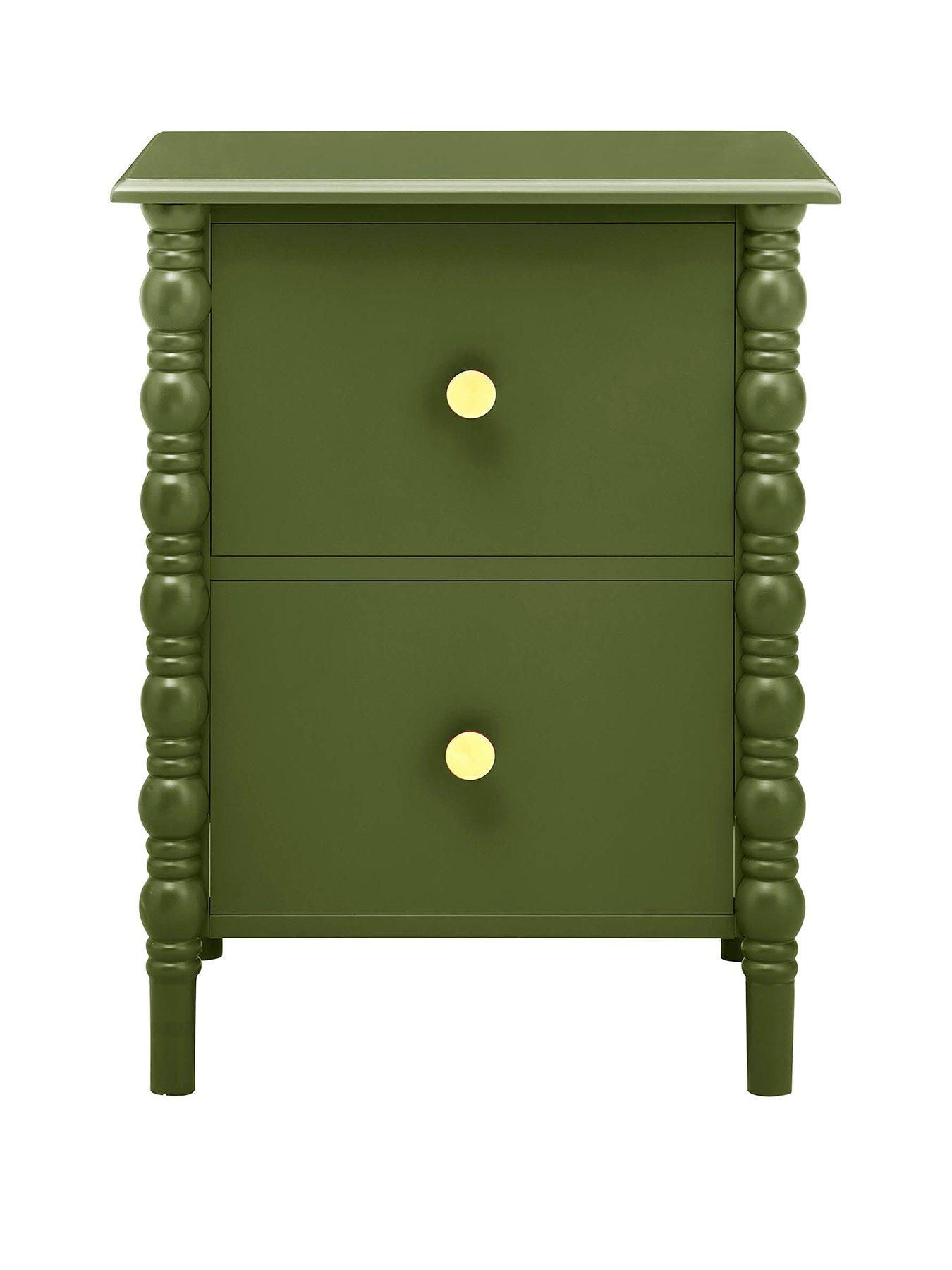 Image 2 of 7 of Dusk Bonnie Bobbin 2 Drawer Bedside Table - Olive