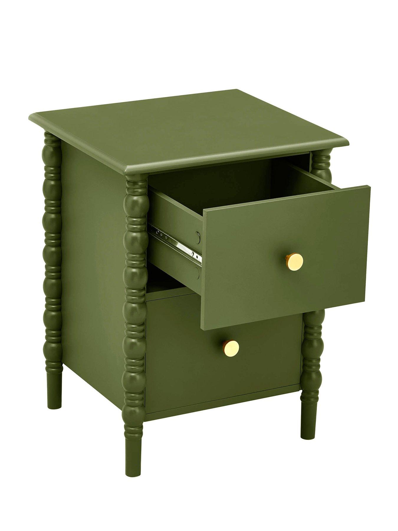 Image 4 of 7 of Dusk Bonnie Bobbin 2 Drawer Bedside Table - Olive