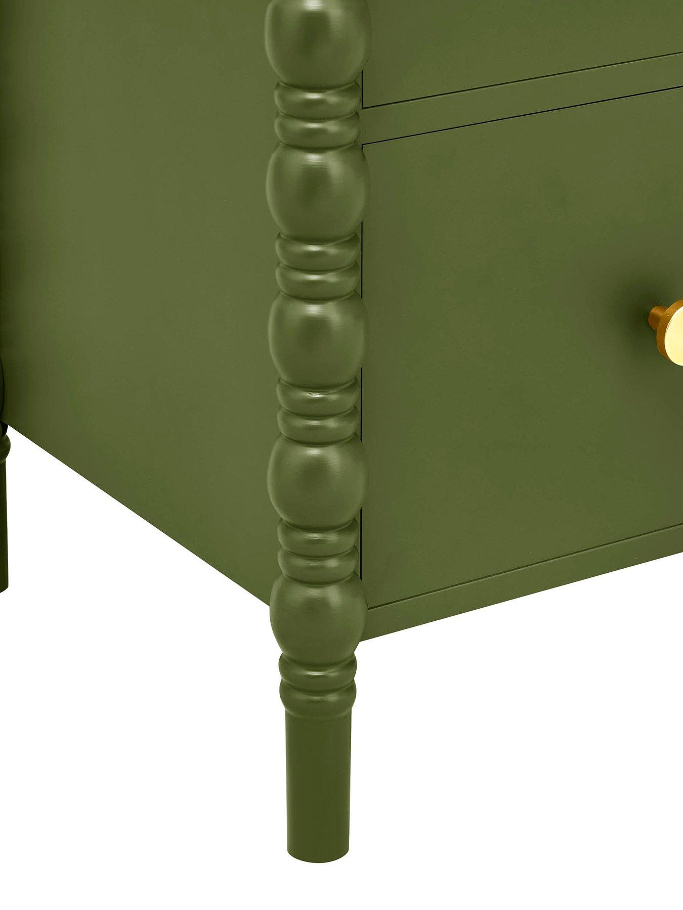 Image 6 of 7 of Dusk Bonnie Bobbin 2 Drawer Bedside Table - Olive