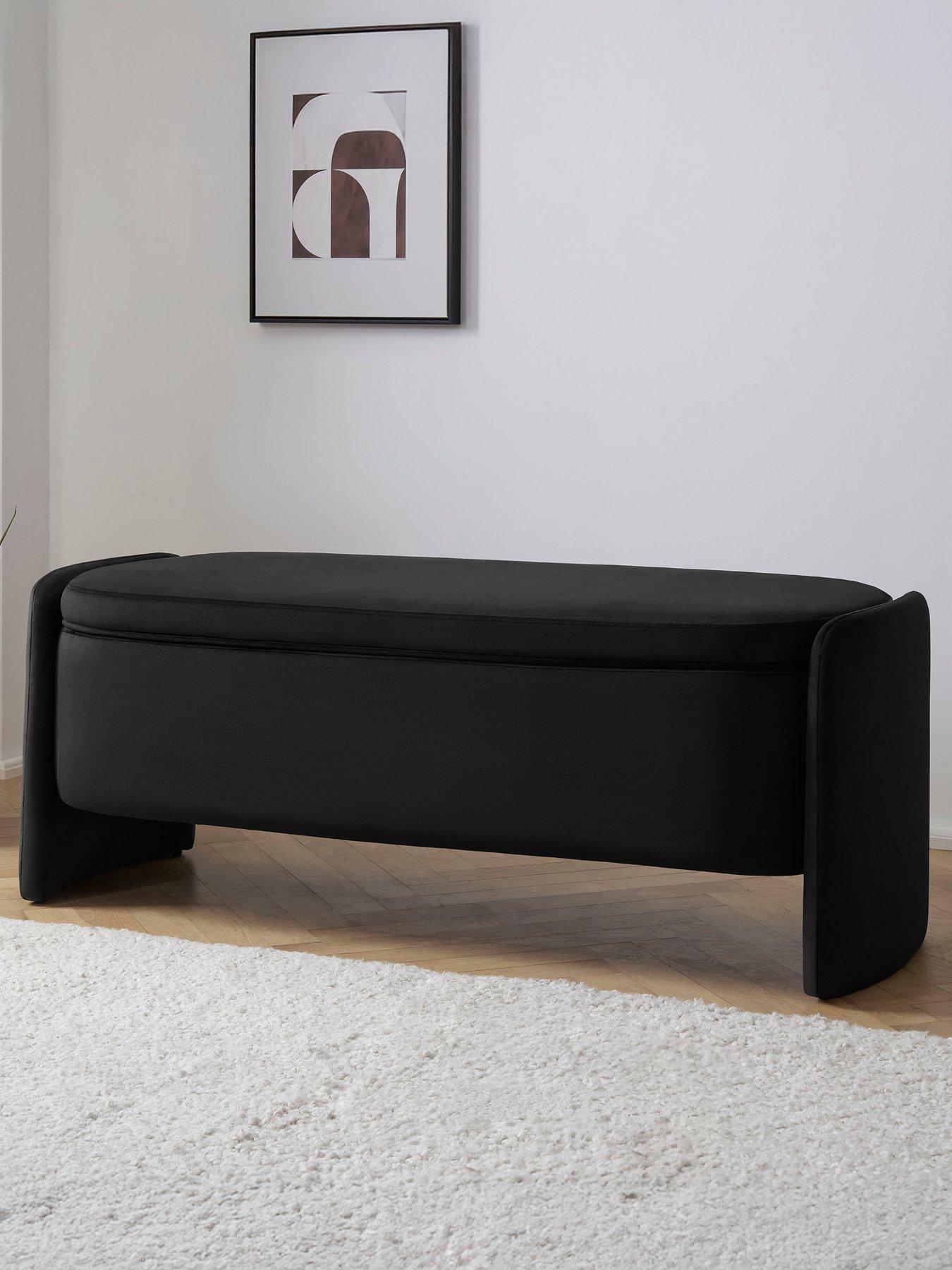 Dusk Didsbury Curved Ottoman Storage Bench - Ink