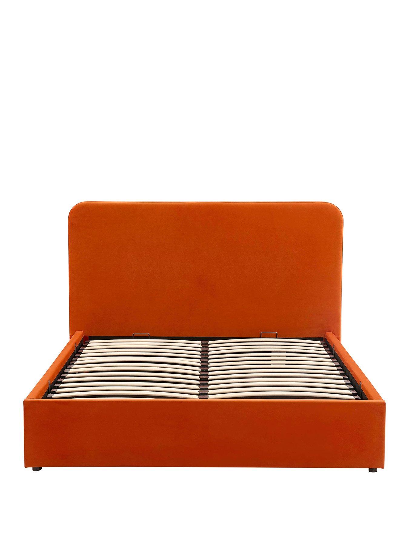 Image 2 of 7 of Dusk Ascot Bright Orange Ottoman Storage Bed -  King