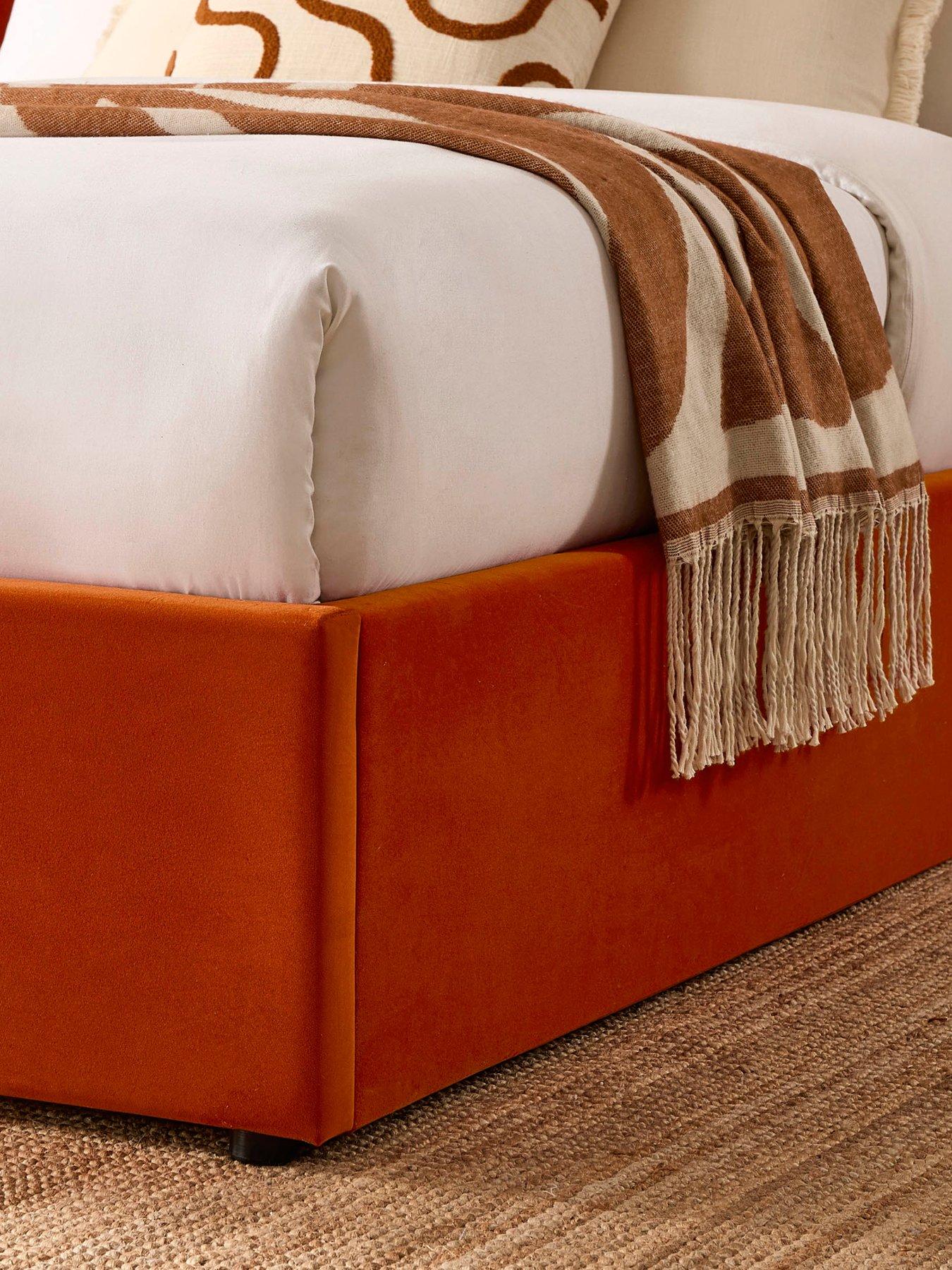 Image 5 of 7 of Dusk Ascot Bright Orange Ottoman Storage Bed -  King