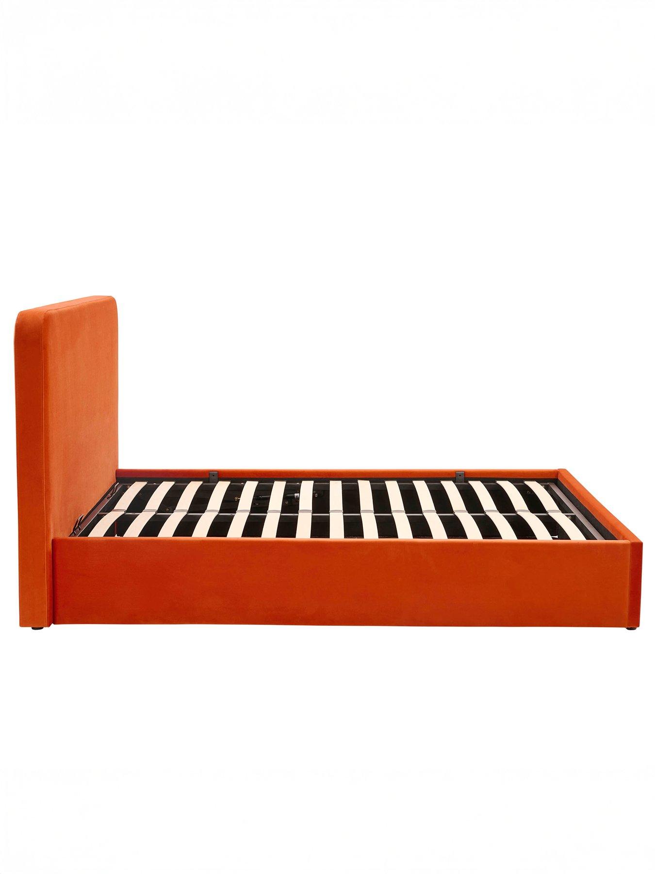 Image 6 of 7 of Dusk Ascot Bright Orange Ottoman Storage Bed -  King
