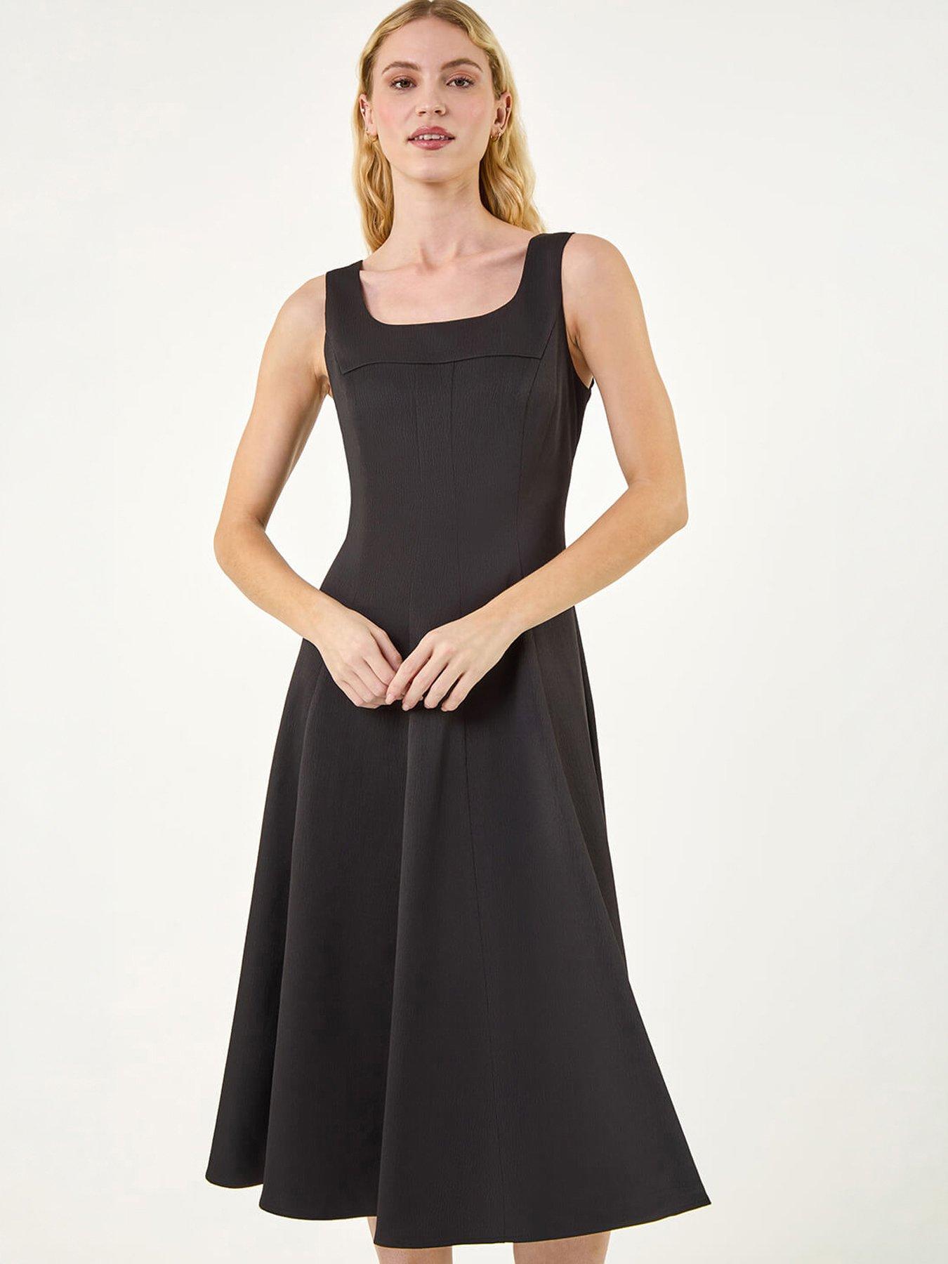 Roman Square Neck Pleated Midi Dress