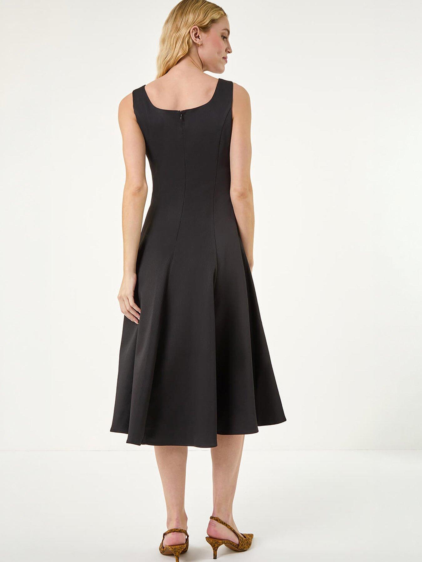 Image 4 of 5 of Roman Square Neck Pleated Midi Dress