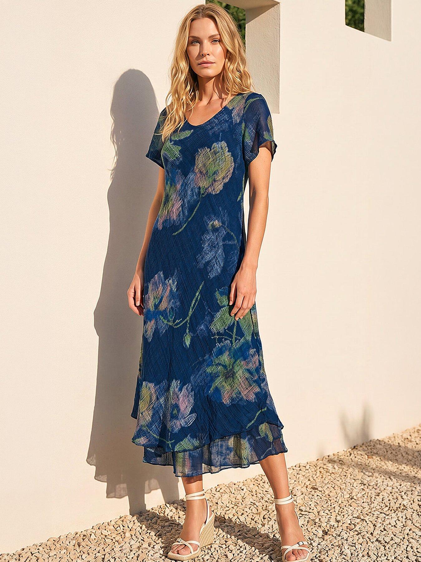 Roman Petite Abstract Print Layered Hem Dress | Very