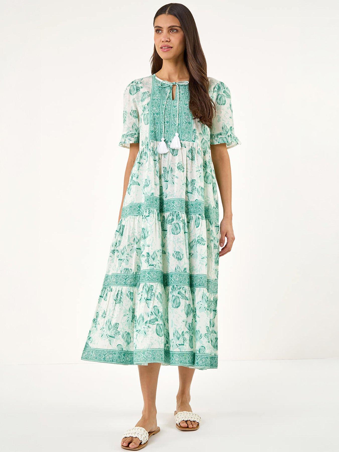 Image 1 of 5 of Roman Floral Tiered Tie Dress
