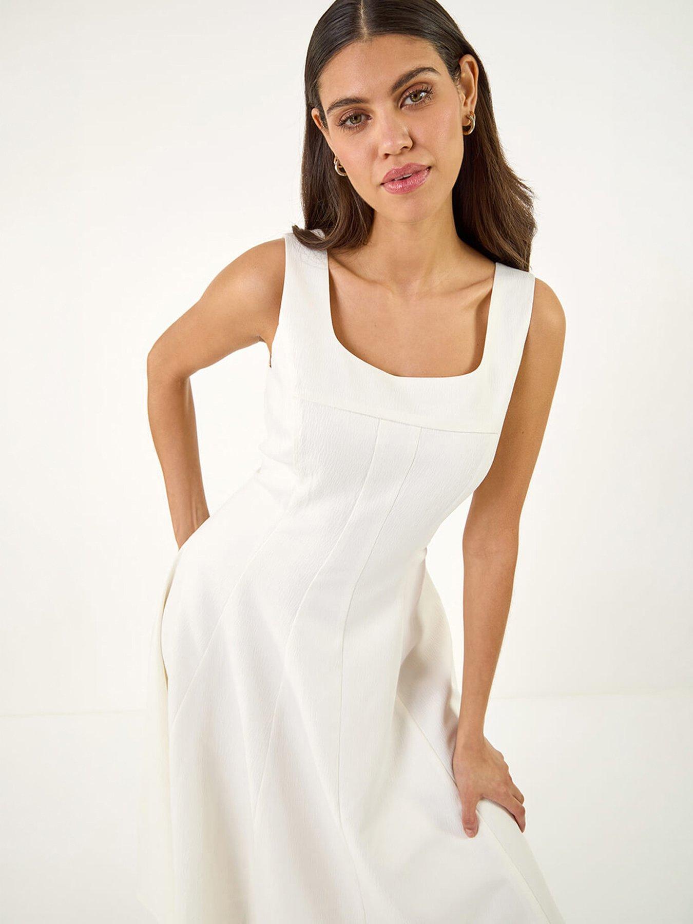 Image 1 of 5 of Roman Square Neck Pleated Midi Dress