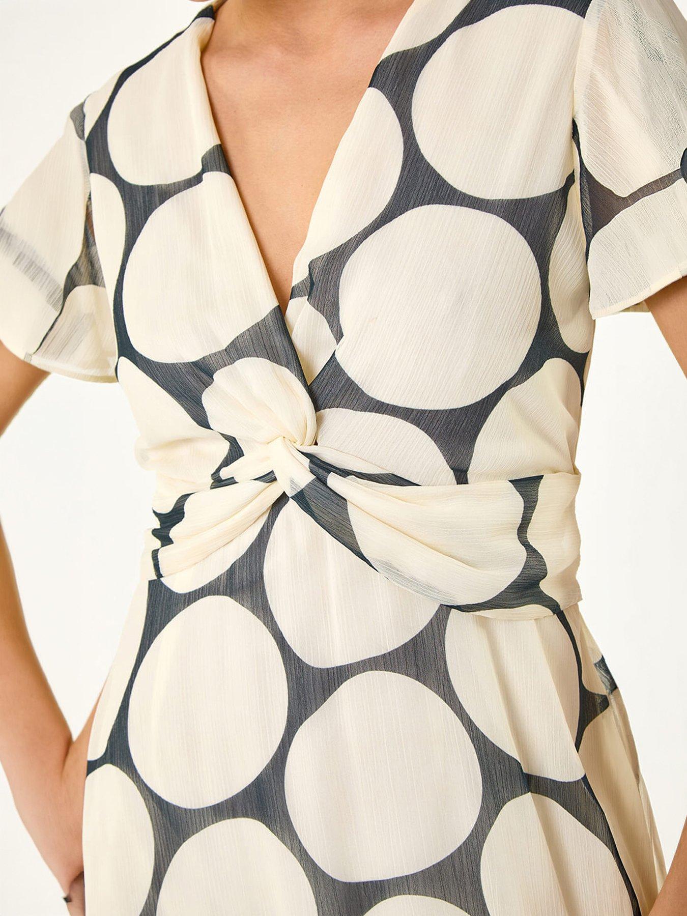 Image 2 of 5 of Roman Petite Spot Print Twist Front Dress