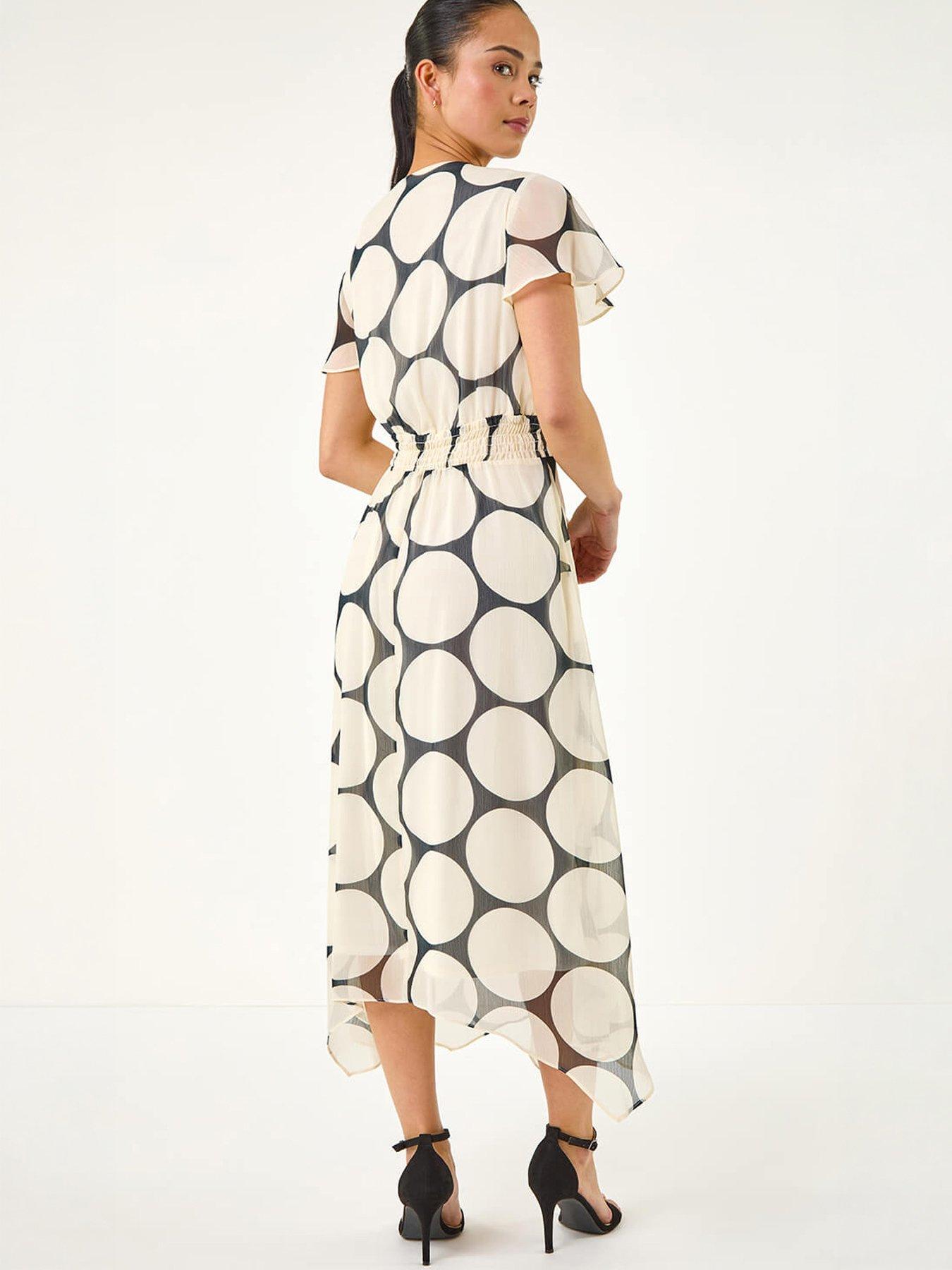 Image 4 of 5 of Roman Petite Spot Print Twist Front Dress