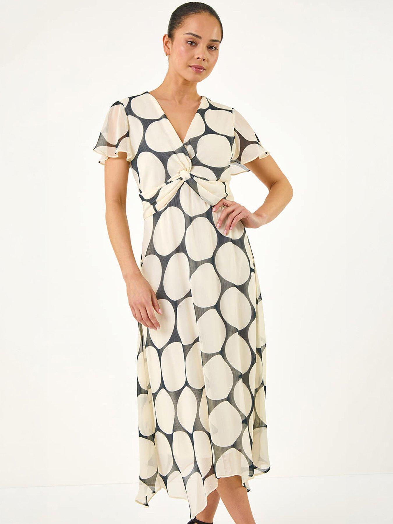 Image 5 of 5 of Roman Petite Spot Print Twist Front Dress