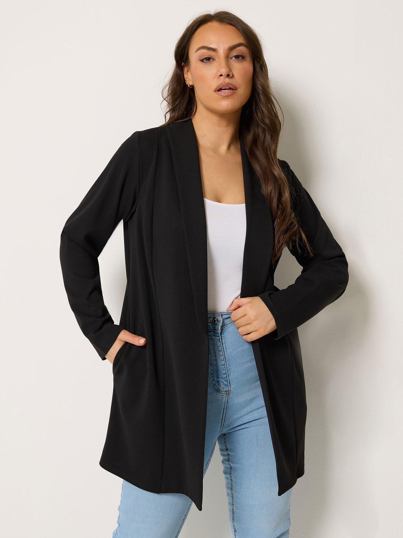 Yours Curve Shawl Collar Scuba Blazer - Black