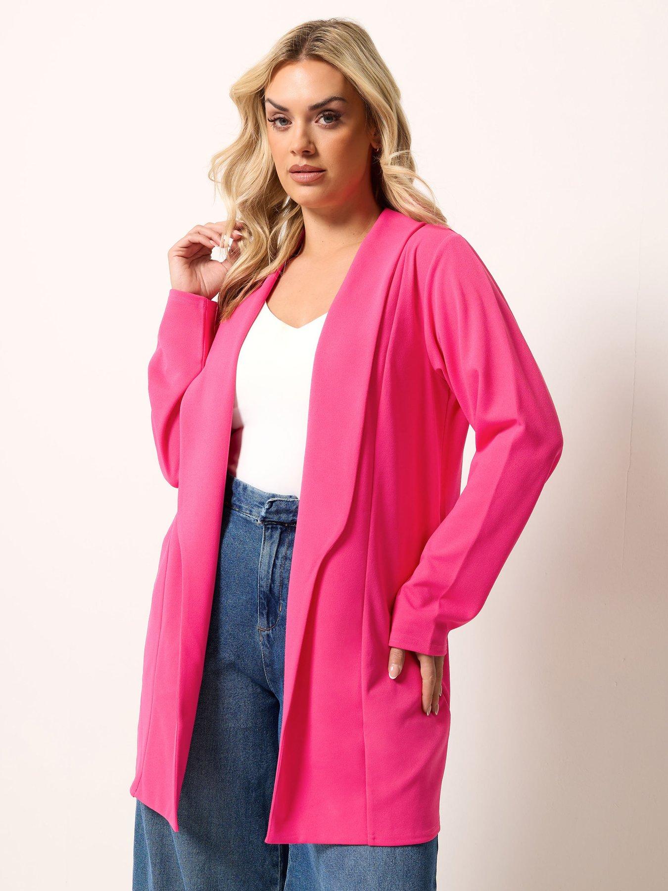 Yours Curve Shawl Collar Scuba Blazer - Pink