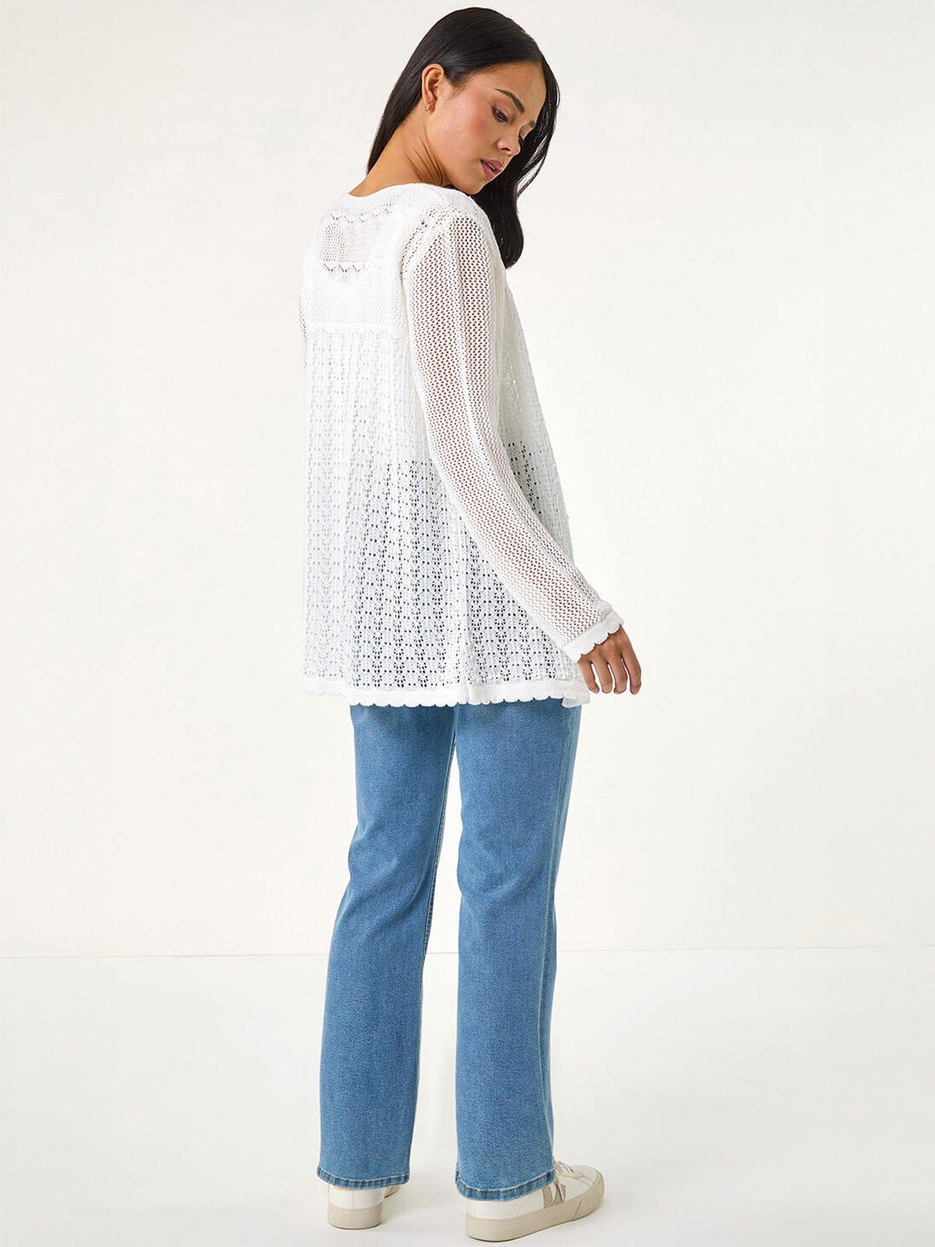 Image 2 of 5 of Roman Petite Pointelle Knit Cardigan