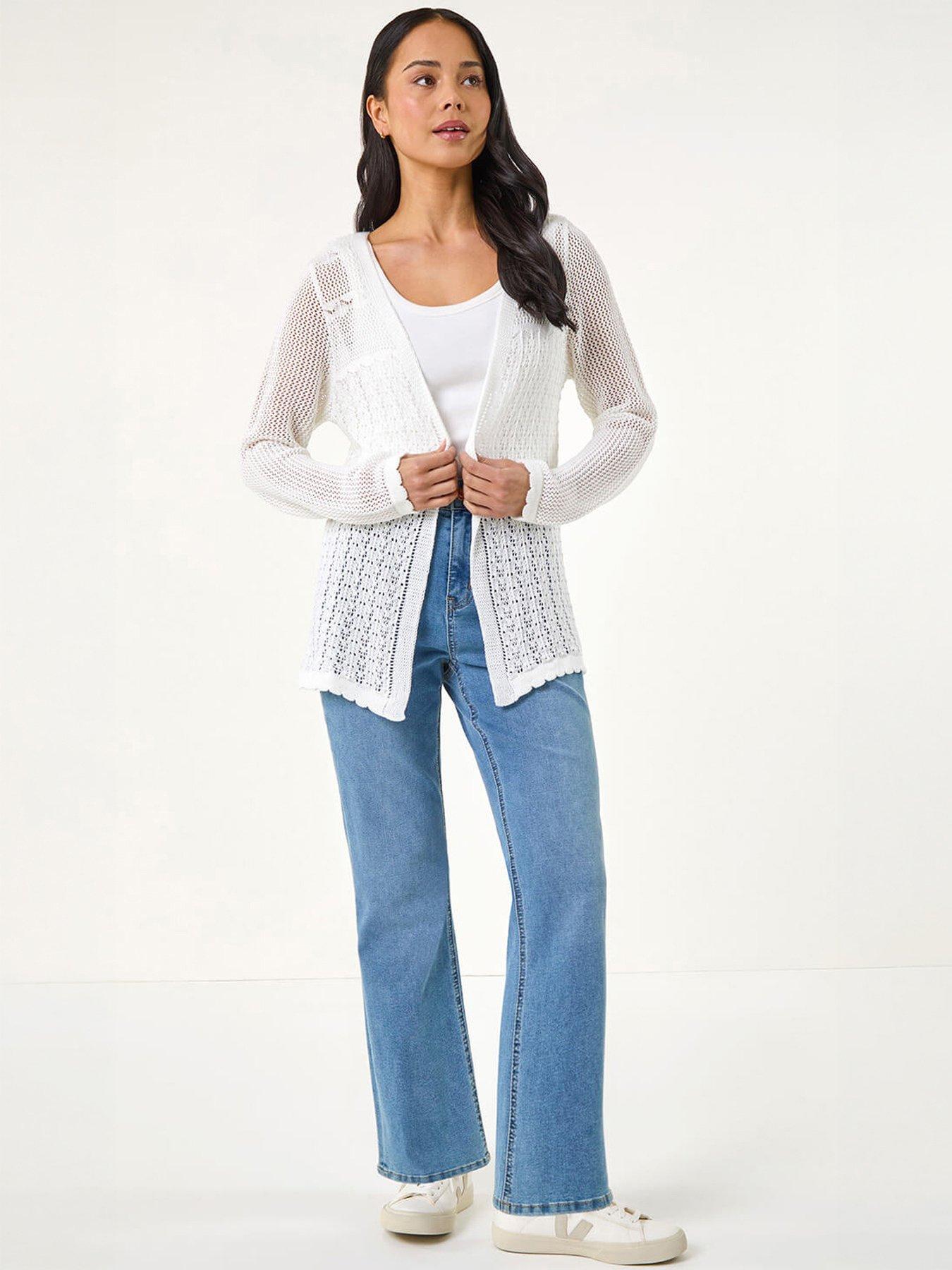 Image 3 of 5 of Roman Petite Pointelle Knit Cardigan