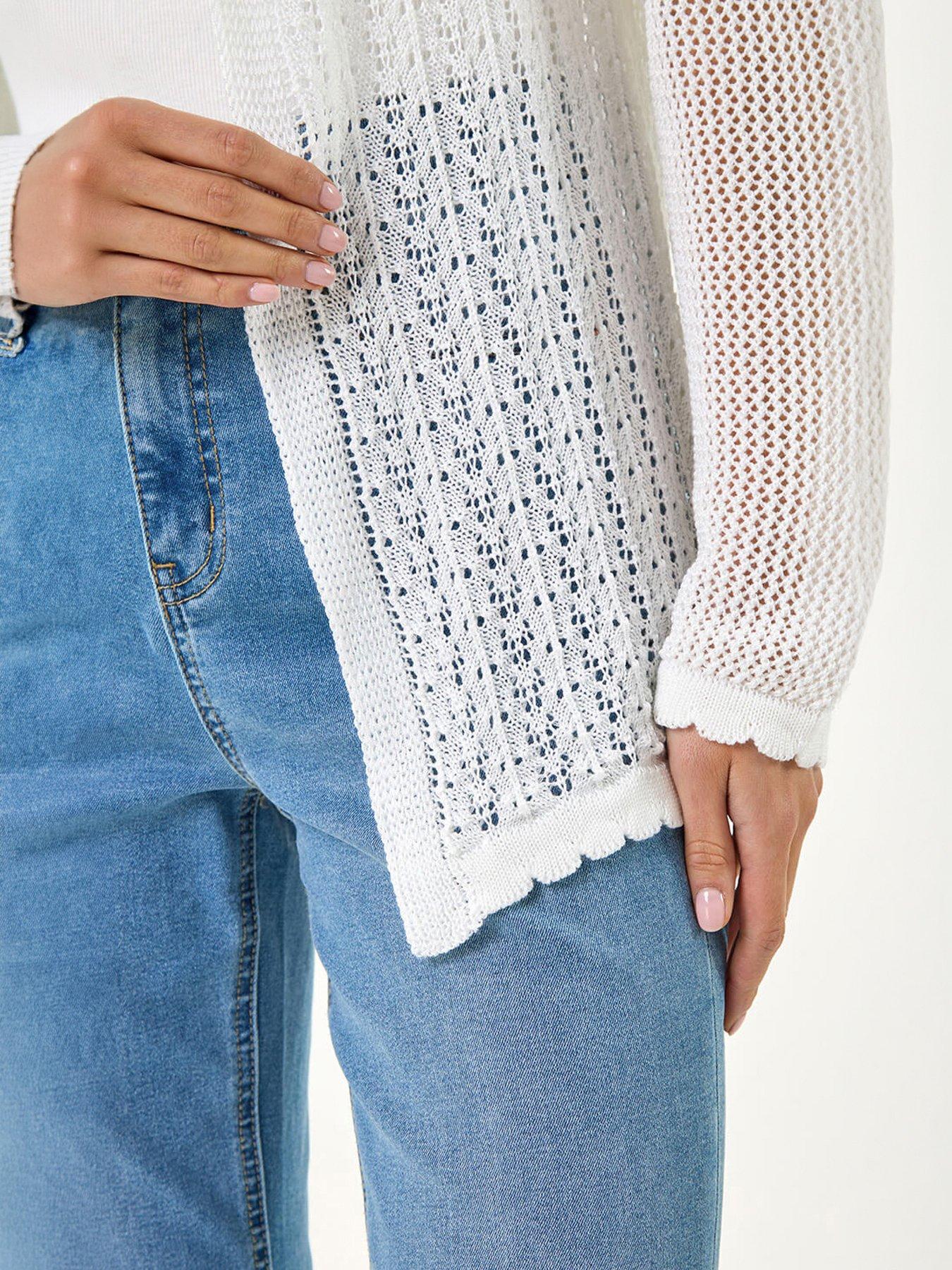 Image 4 of 5 of Roman Petite Pointelle Knit Cardigan