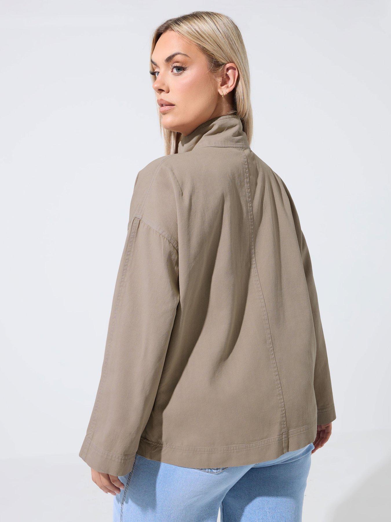 Image 2 of 4 of Yours Curve Washed Utility Jacket - Brown