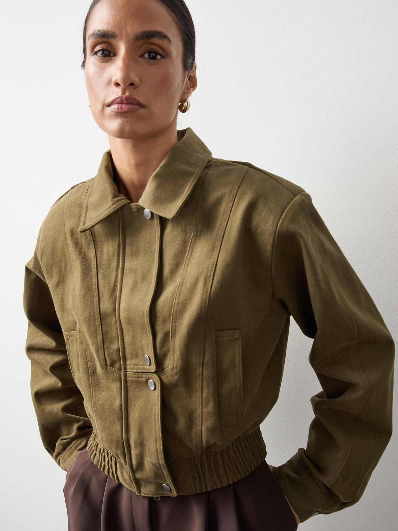 Image 1 of 7 of Michelle Keegan Structured Bomber Jacket - Olive