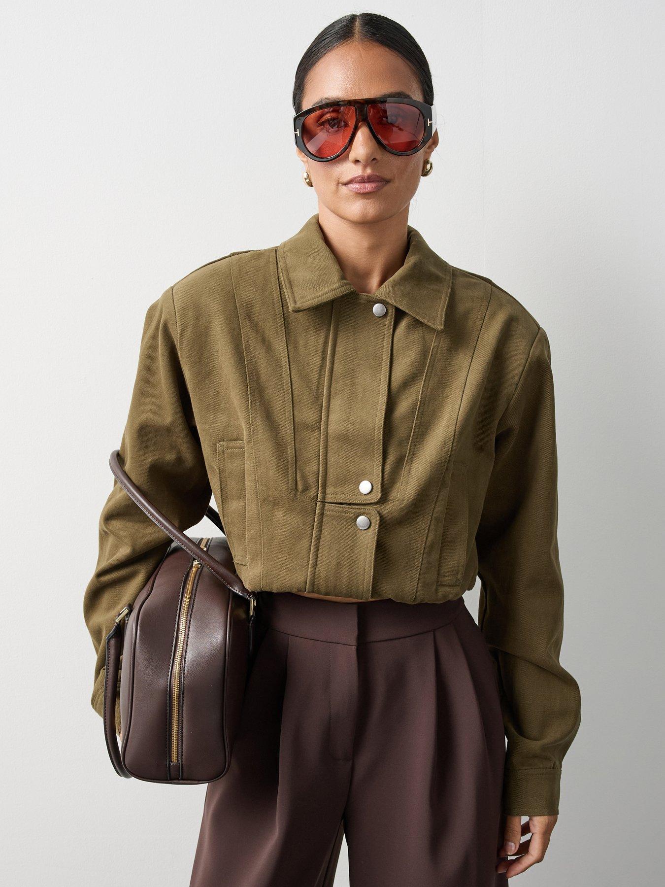 Image 4 of 7 of Michelle Keegan Structured Bomber Jacket - Olive