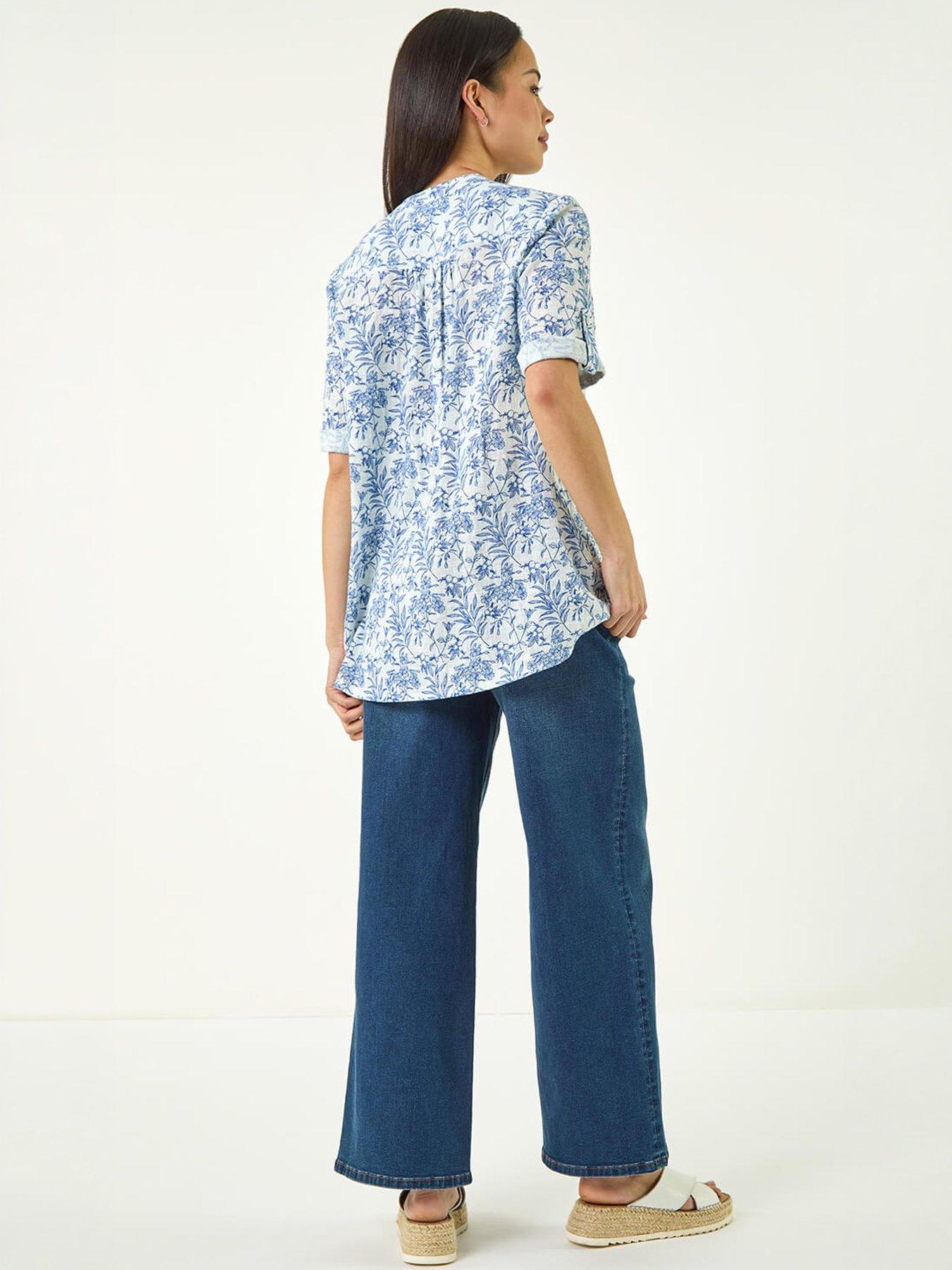 Image 4 of 5 of Roman Petite Print Button Front Blouse