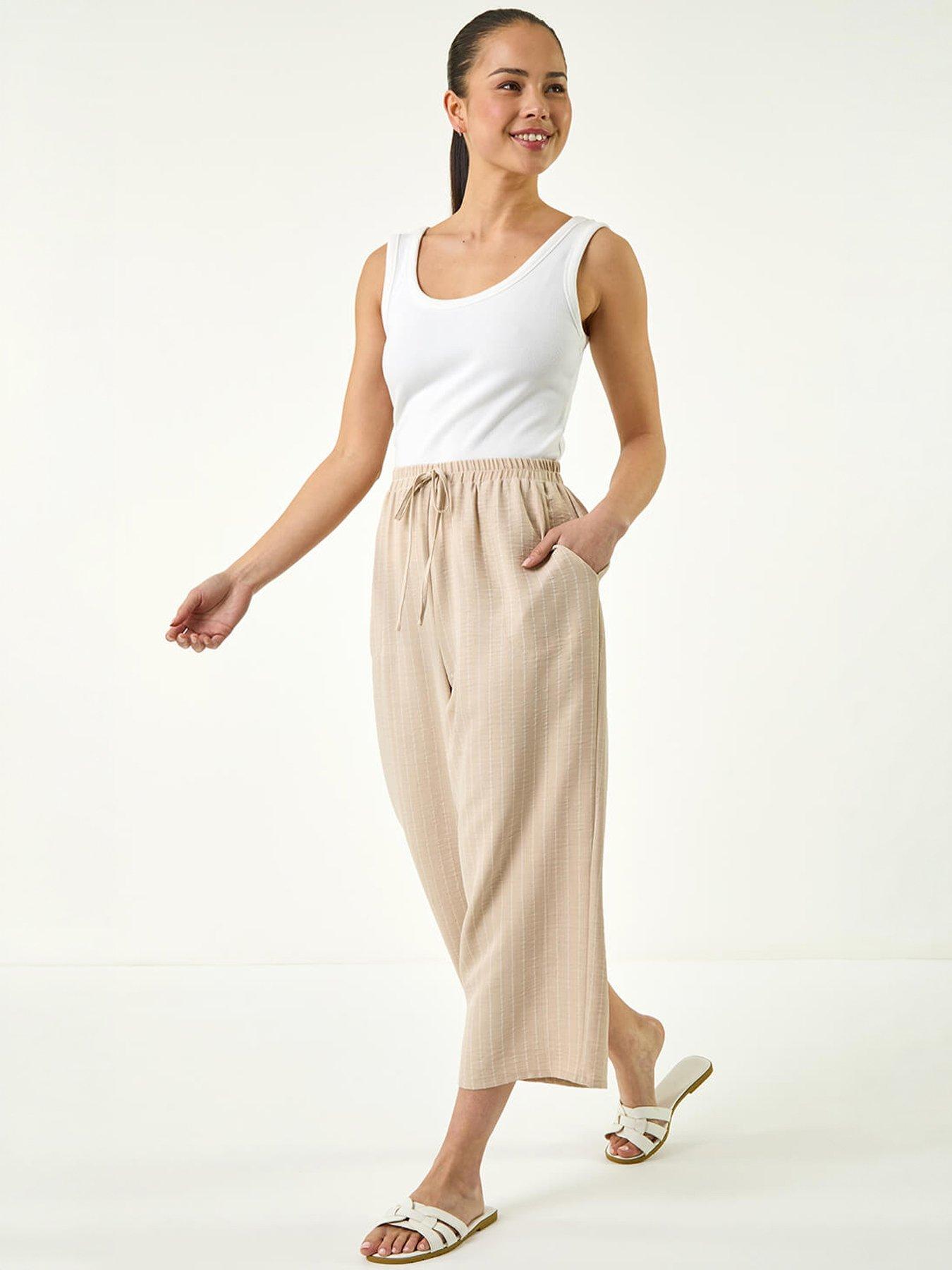 Image 5 of 5 of Roman Petite Stripe Cropped Trousers
