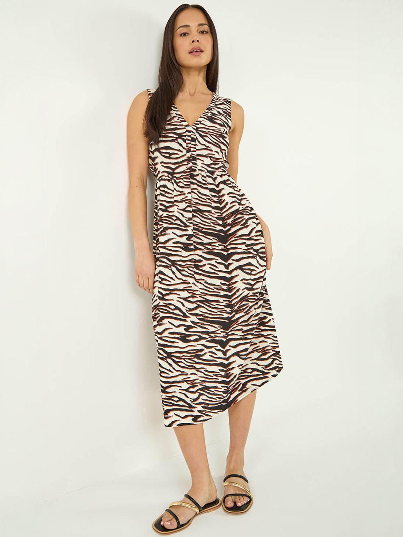 Roman Petite Abstract Print Midi Dress