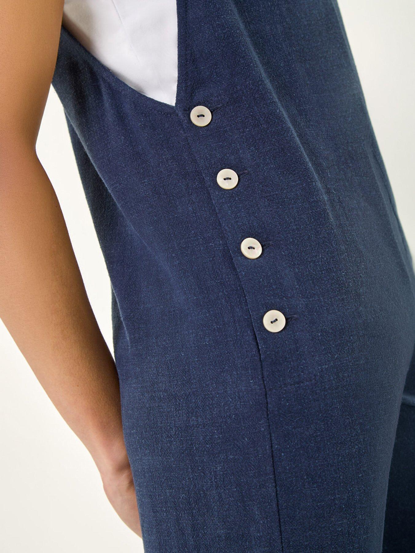 Image 2 of 5 of Roman Petite Strappy Tie Button Jumpsuit
