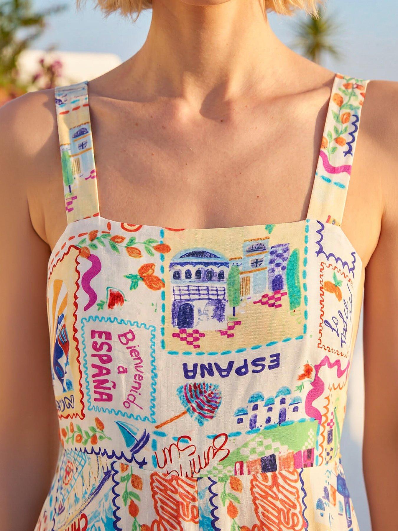 Image 2 of 4 of Roman Postcard Strappy Dress