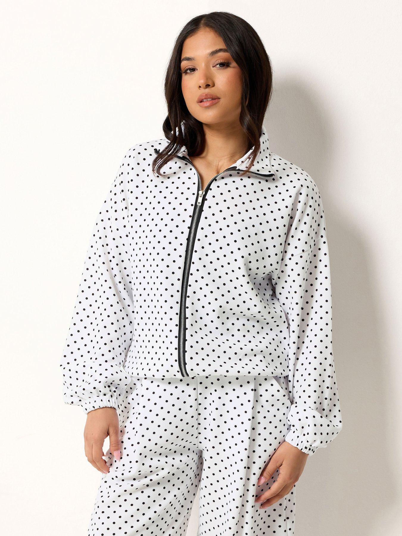 PixieGirl Petite Spot Print Crinkle Funnel Neck Jacket