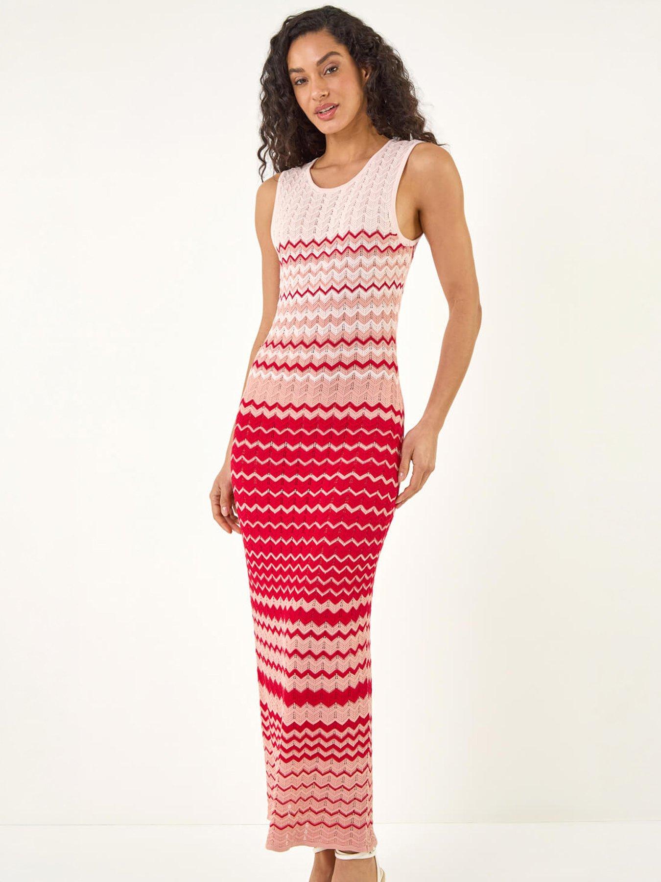 Roman Dusk Zig Zag Knitted Midi Dress