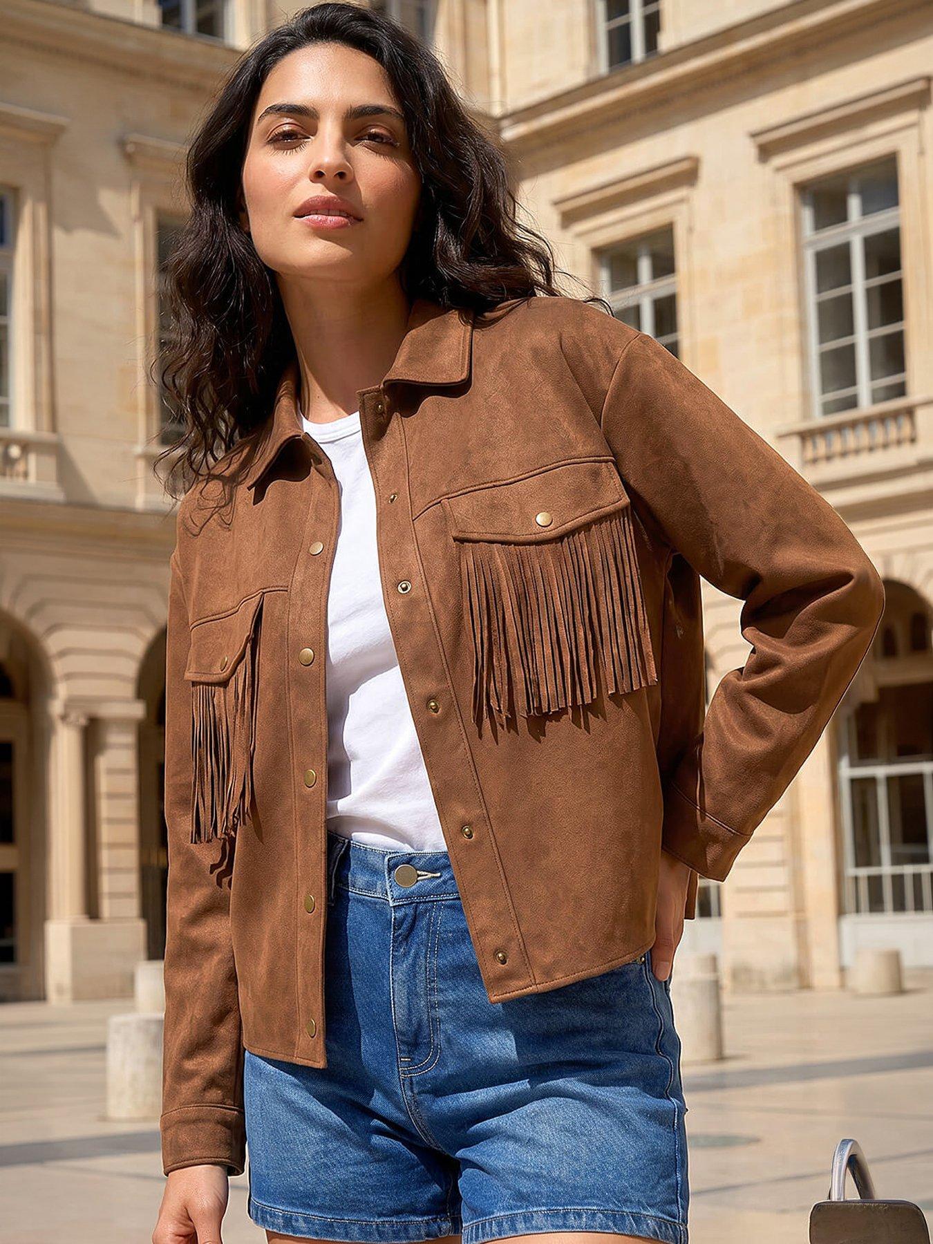 Image 1 of 4 of Roman Faux Suede Tassel Jacket