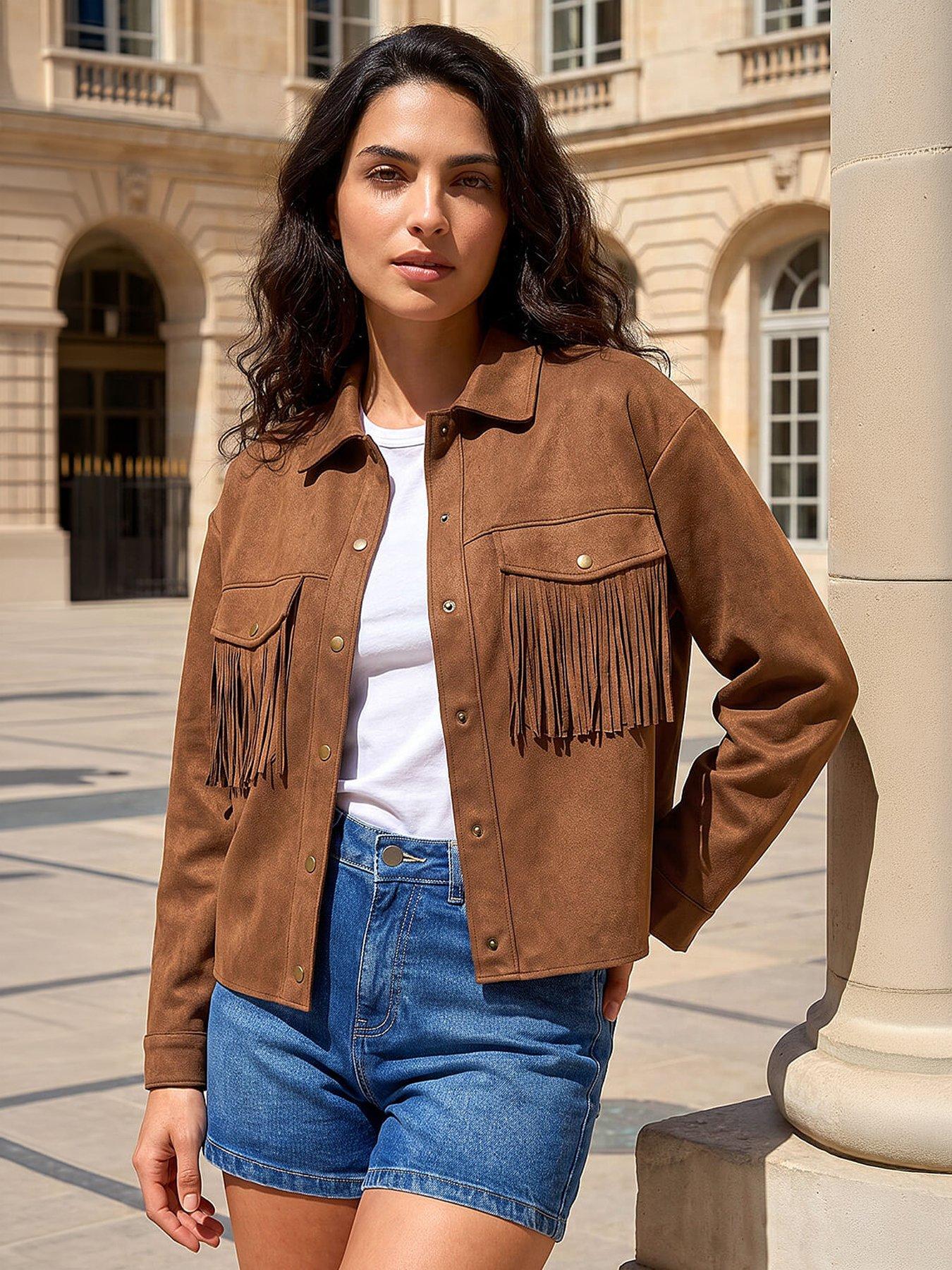 Image 4 of 4 of Roman Faux Suede Tassel Jacket