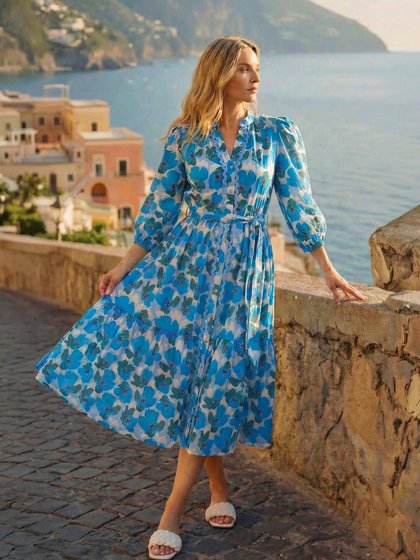 knee length dresses for ladies Petite A-Line Floral Jacquard Soft Knit Midi Dress main image 1
