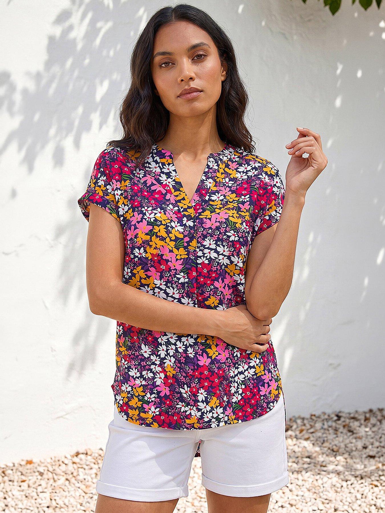 Roman Floral Print Stretch Shirt