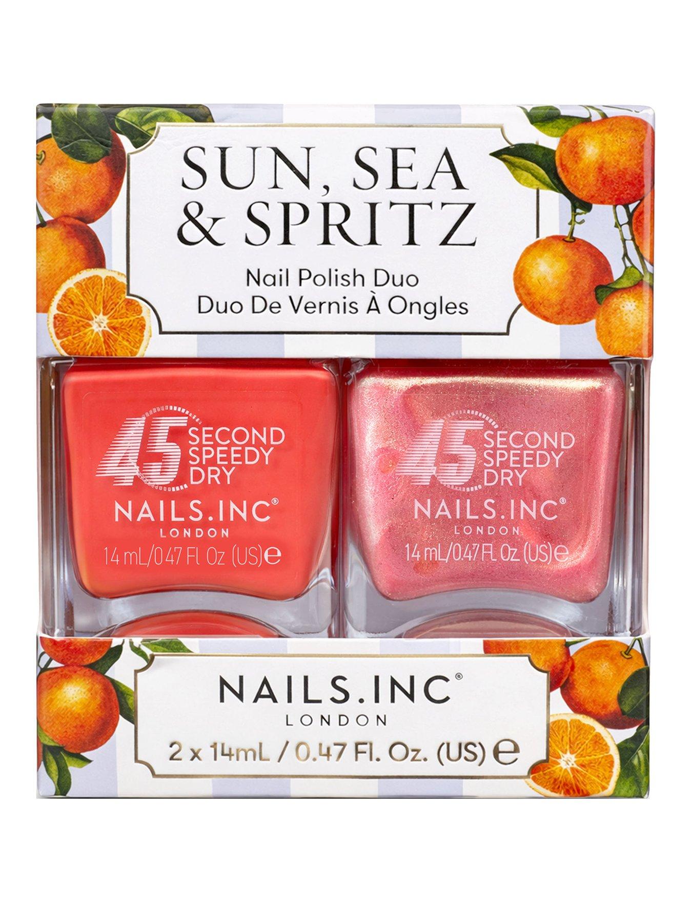 Nails Inc Nails Inc 45 Second Speedy Gloss Sun, Sea, and Spritz Nail Polish Duo, 2 Piece Set