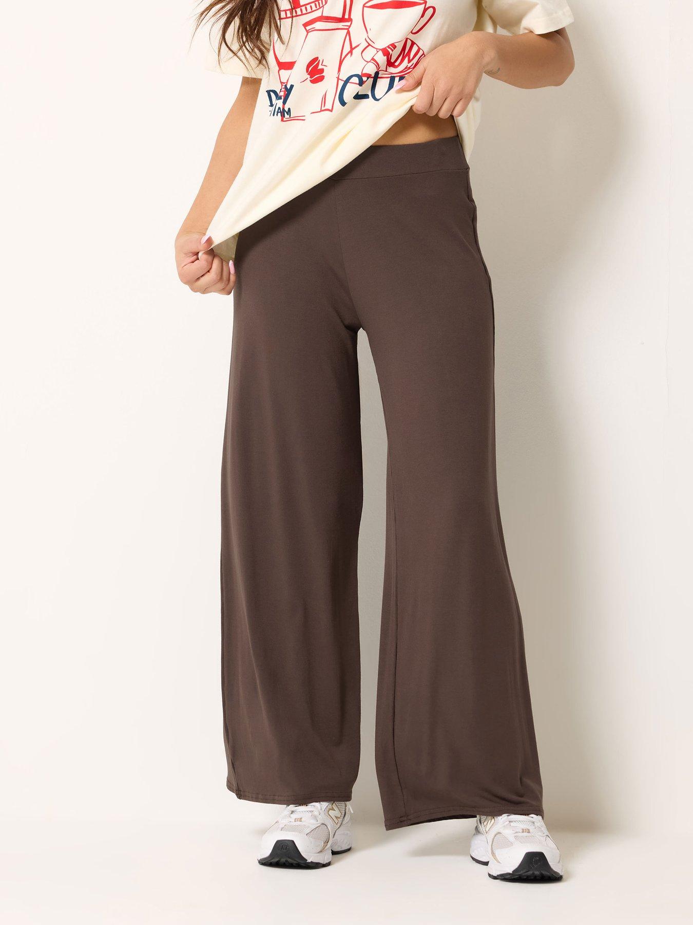 Image 1 of 5 of PixieGirl Petite Draped Trousers - Brown