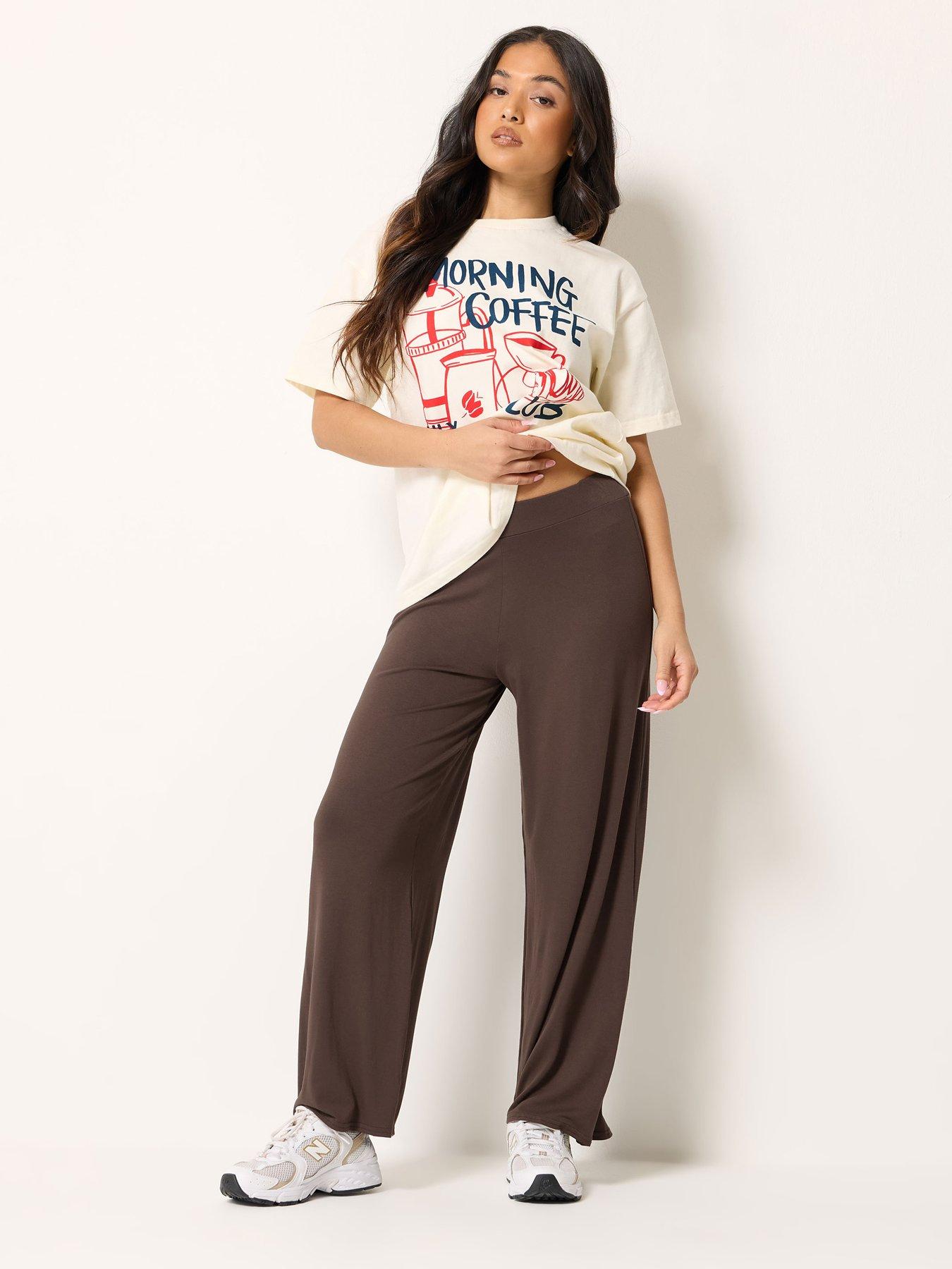 Image 3 of 5 of PixieGirl Petite Draped Trousers - Brown