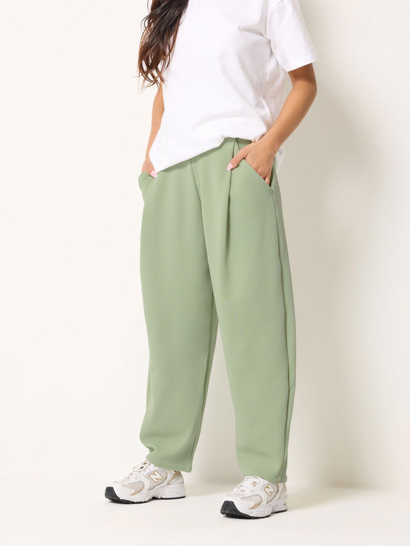 PixieGirl Petite Barrel Trousers Linen - Green
